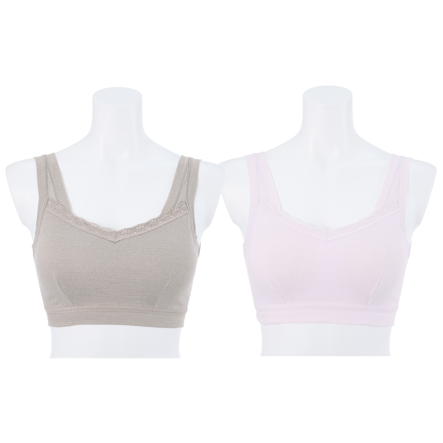 丸福ガーゼ 吸水速乾・抗菌防臭 綿モダール混 ノンワイヤーブラジャー ２枚セット