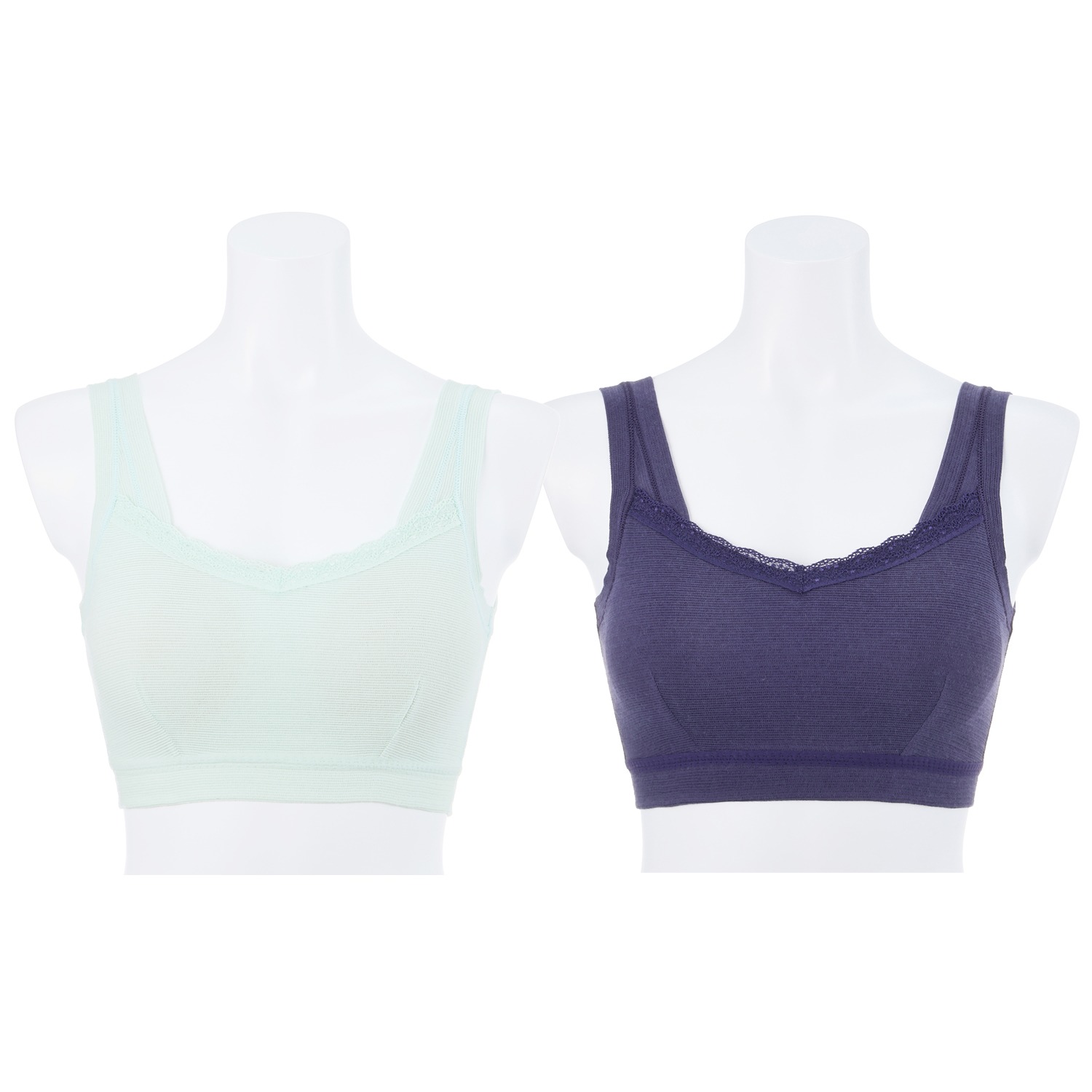 丸福ガーゼ 吸水速乾・抗菌防臭 綿モダール混 ノンワイヤーブラジャー ２枚セット