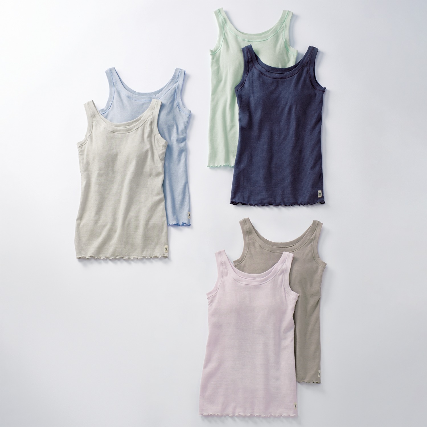 丸福ガーゼ 吸水速乾・抗菌防臭 綿モダール混 カップ付タンクトップ ２枚セット