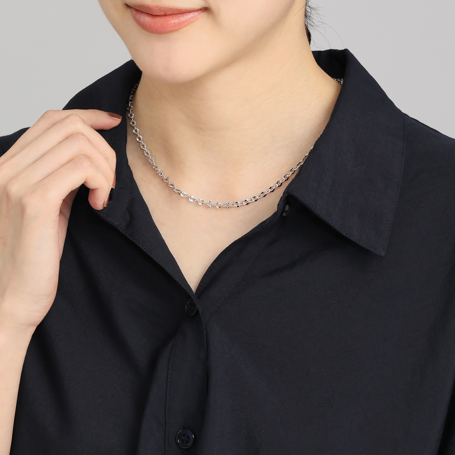 ラフィナリスタ サージカルステンレス サンレイカット ボリュームチェーン ネックレス