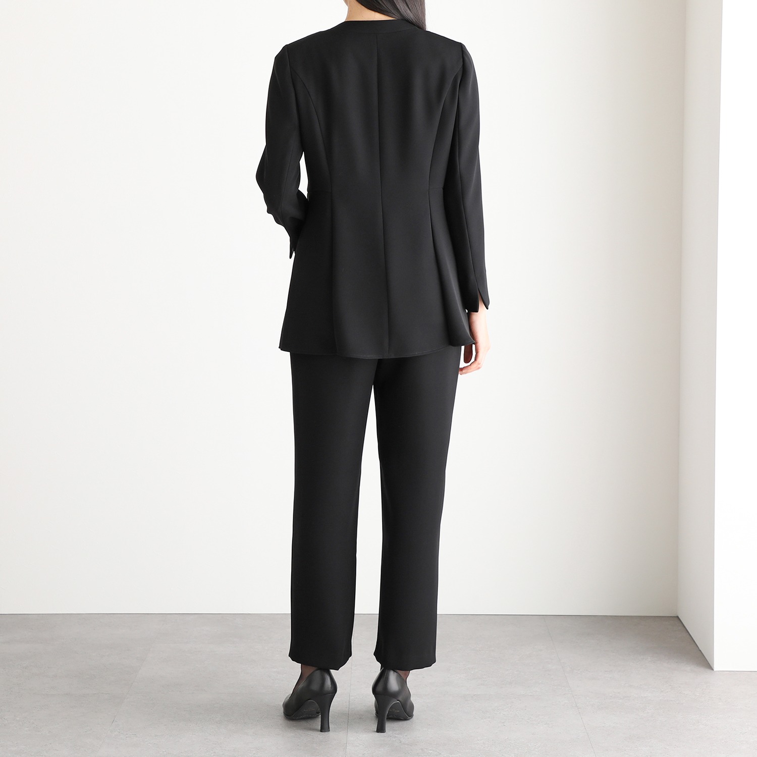 ニュイ ブラックフォーマル 洗濯機で洗える ダブルサテンストレッチ パンツスーツ