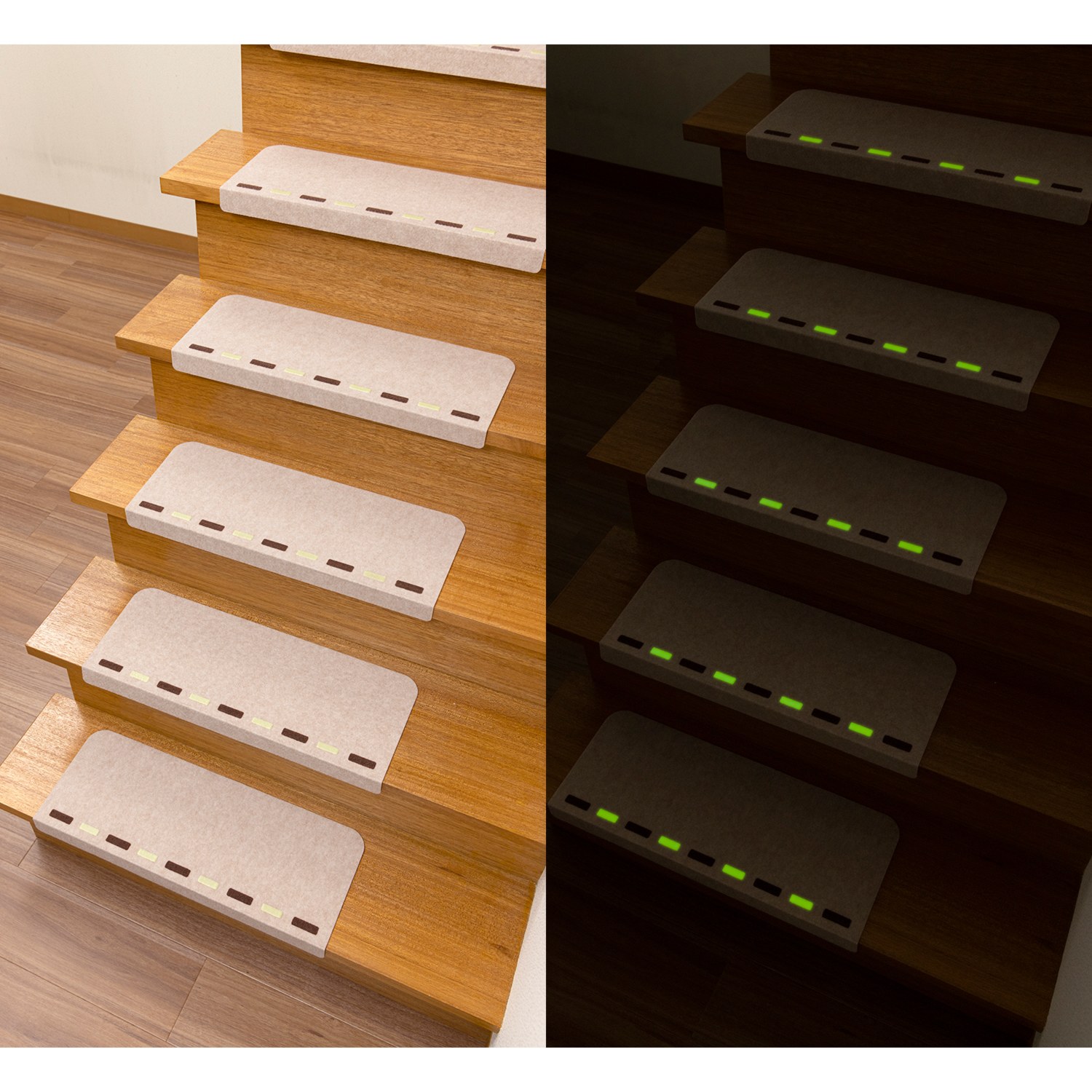 ＜蓄光デザイン＞おくだけ吸着 消臭機能付 階段マット 同柄１５枚セット 