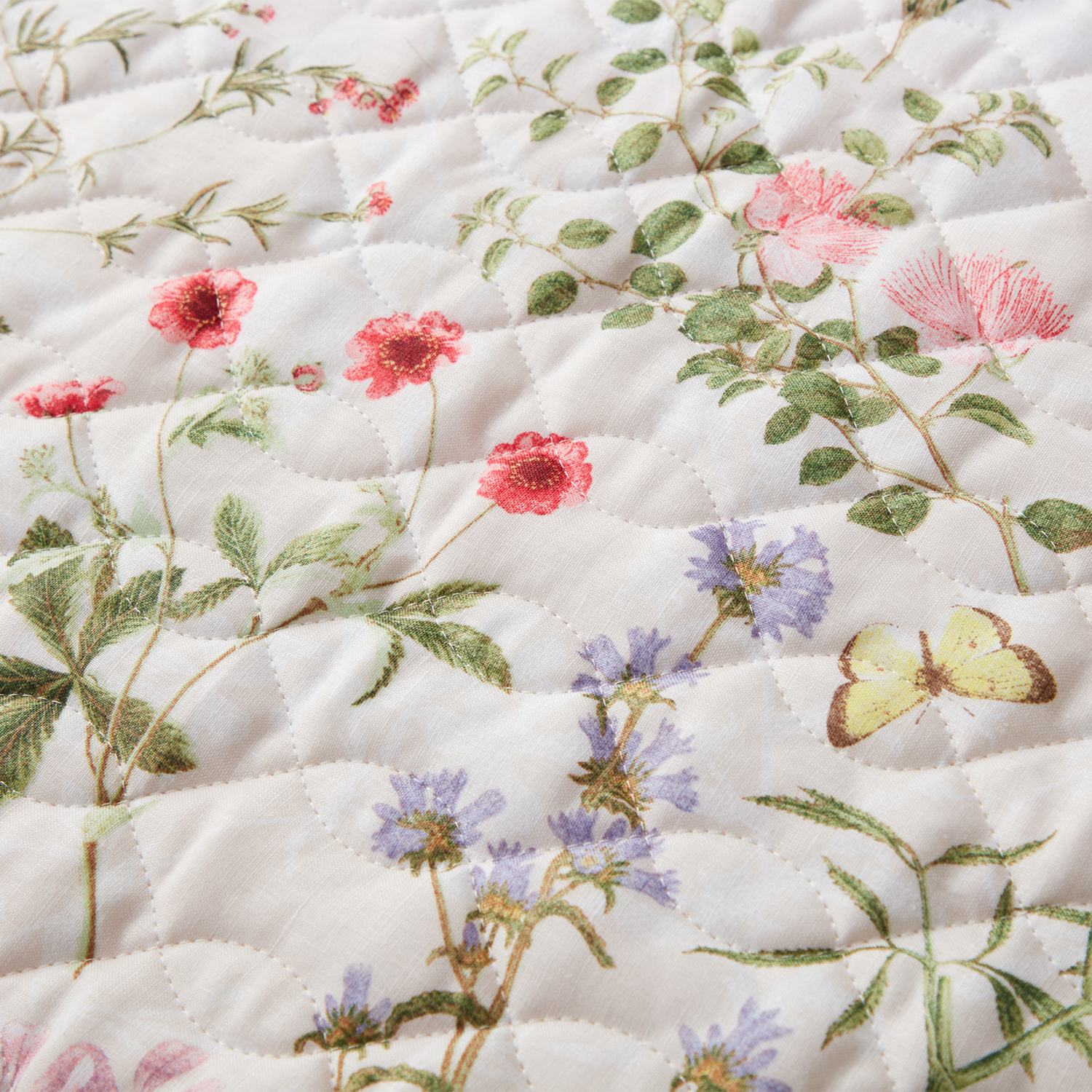 ＜クイーン＞大津毛織 フレンチリネン ボタニカルプリント 敷きパッド 