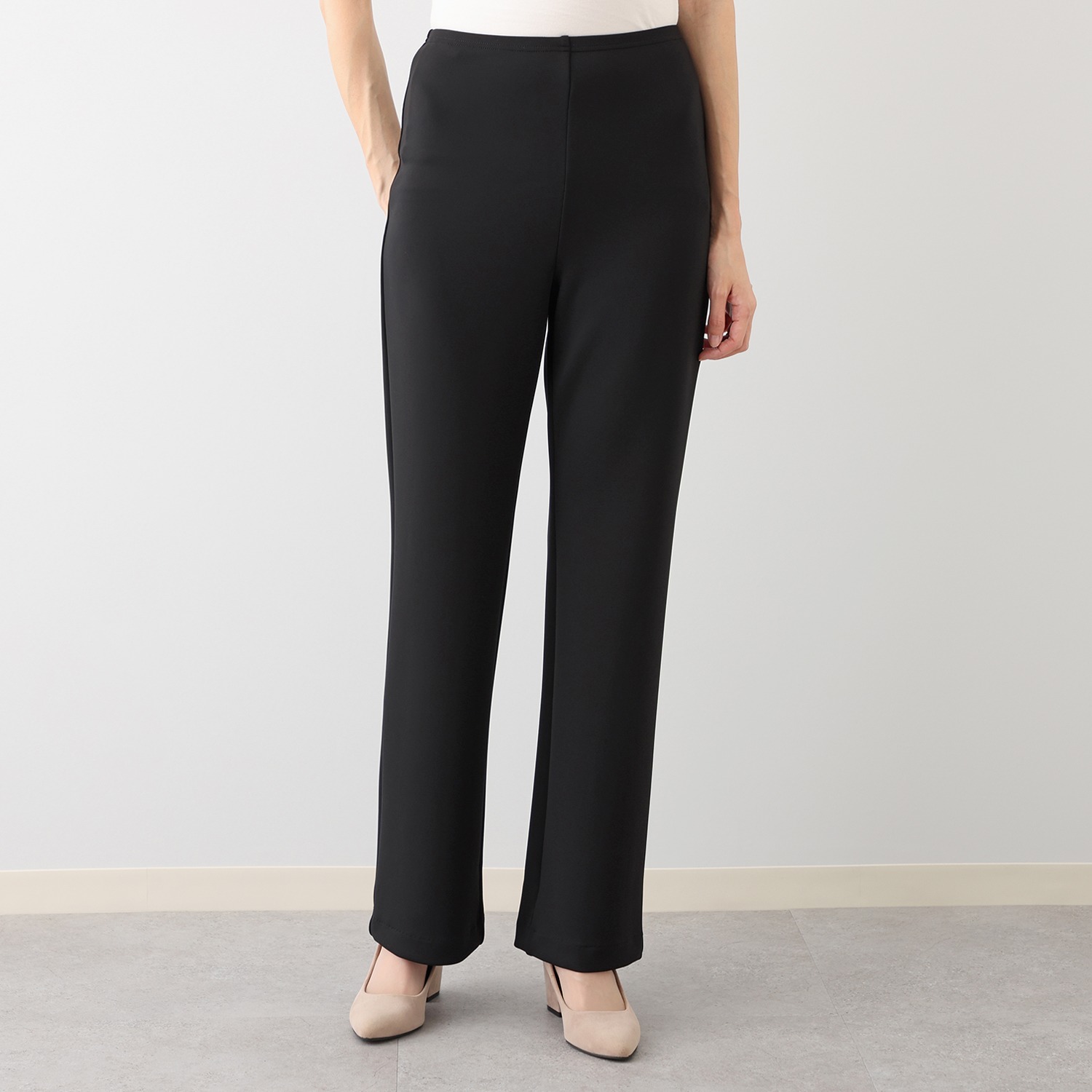 ＜股下７５ｃｍ＞上質ごこち 静電気防止 セミフレアーパンツ