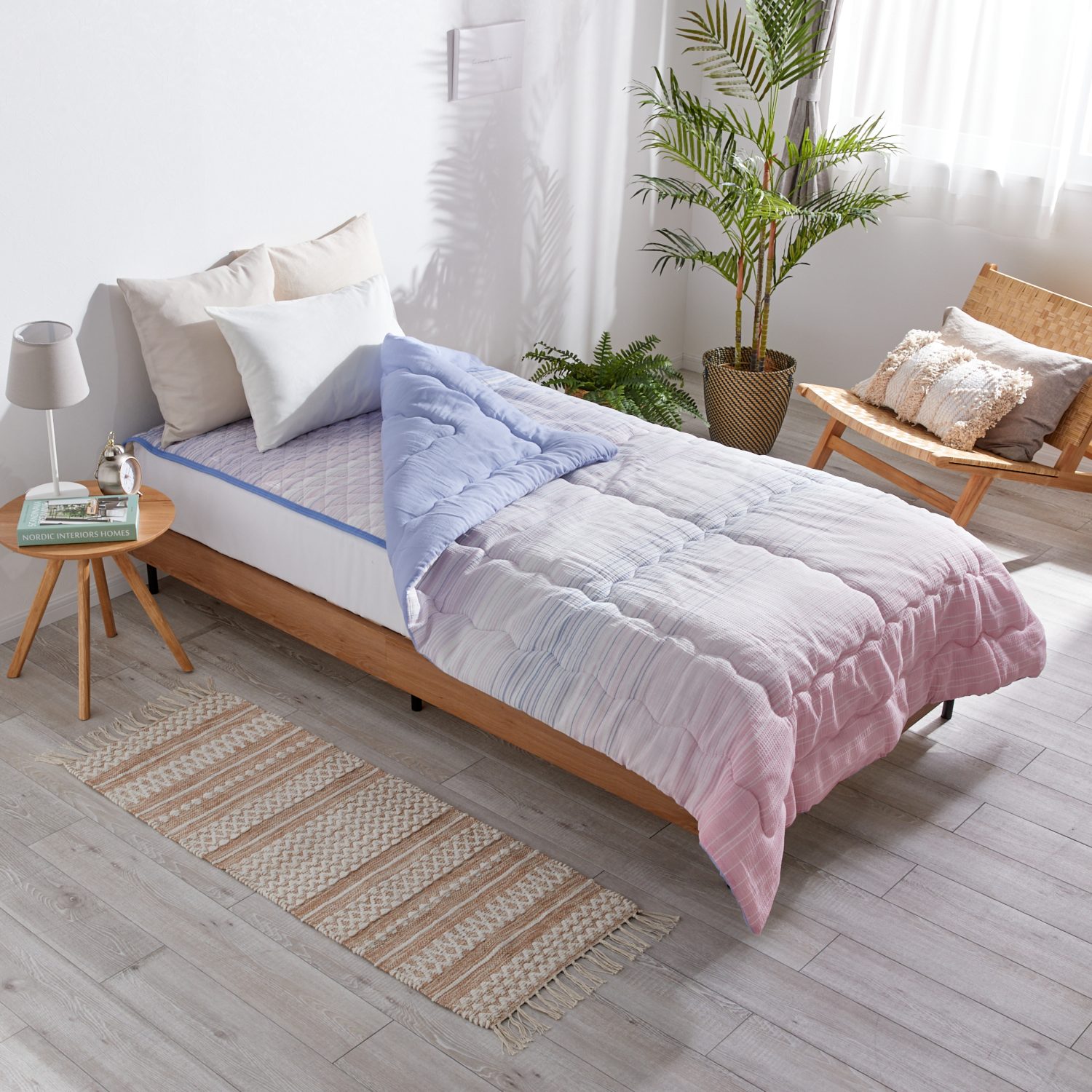 ＜シングル＞モリリン しゃりっと涼感 綿しじら織 肌掛けふとん＆消臭敷きパッド スペシャルセット