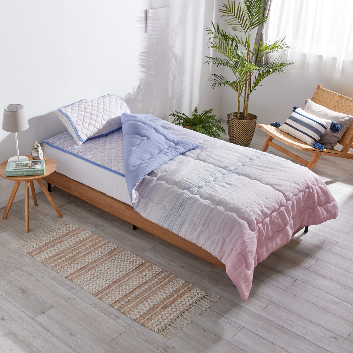 ＜シングル＞モリリン しゃりっと涼感 綿しじら織 肌掛けふとん＆消臭敷きパッド スペシャルセット