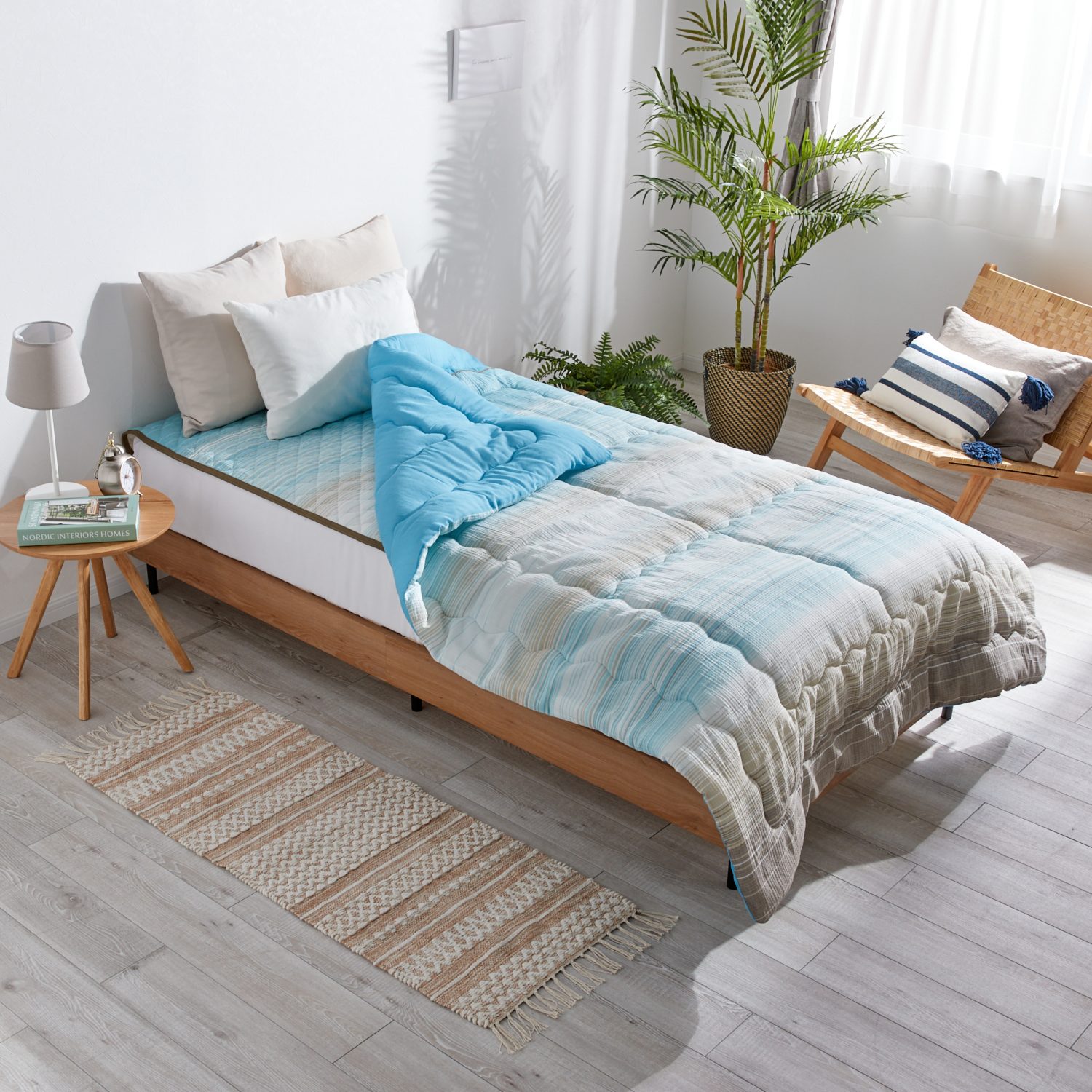 ＜ダブル＞モリリン しゃりっと涼感 綿しじら織 肌掛けふとん＆消臭敷きパッド スペシャルセット 