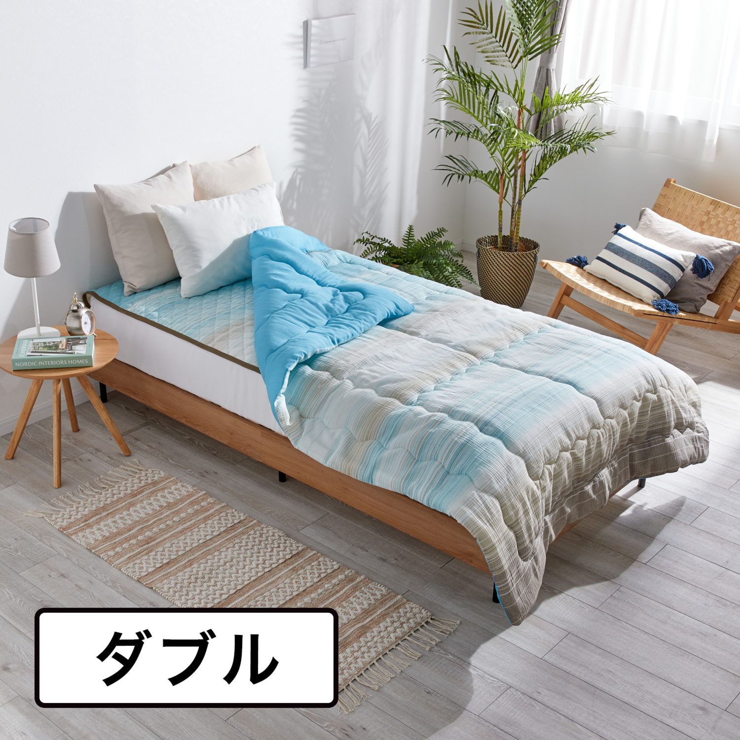 ＜ダブル＞モリリン しゃりっと涼感 綿しじら織 肌掛けふとん＆消臭敷きパッド スペシャルセット 