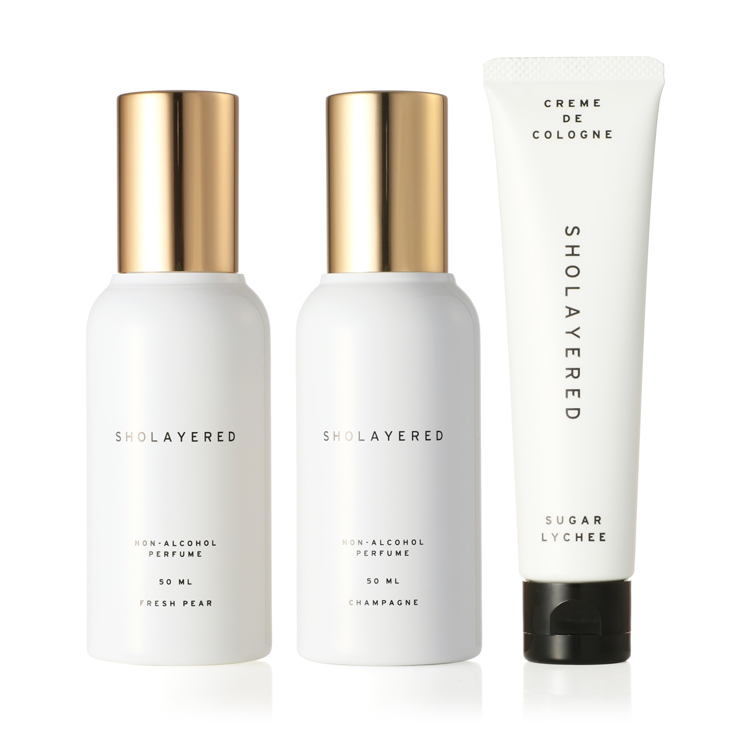 ショーレイヤード ノンアルコール香水 “フレッシュペア” “シャンパン”＆ 柔らかに香り立つクリーム クレムドゥコロン “シュガーライチ” 特別セット