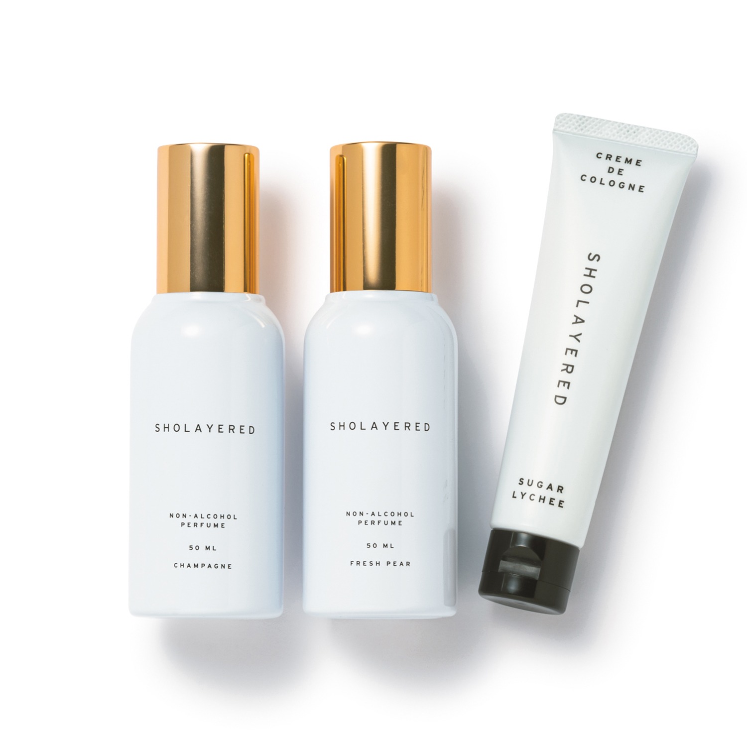 ショーレイヤード ノンアルコール香水 “フレッシュペア” “シャンパン”＆ 柔らかに香り立つクリーム クレムドゥコロン “シュガーライチ” 特別セット