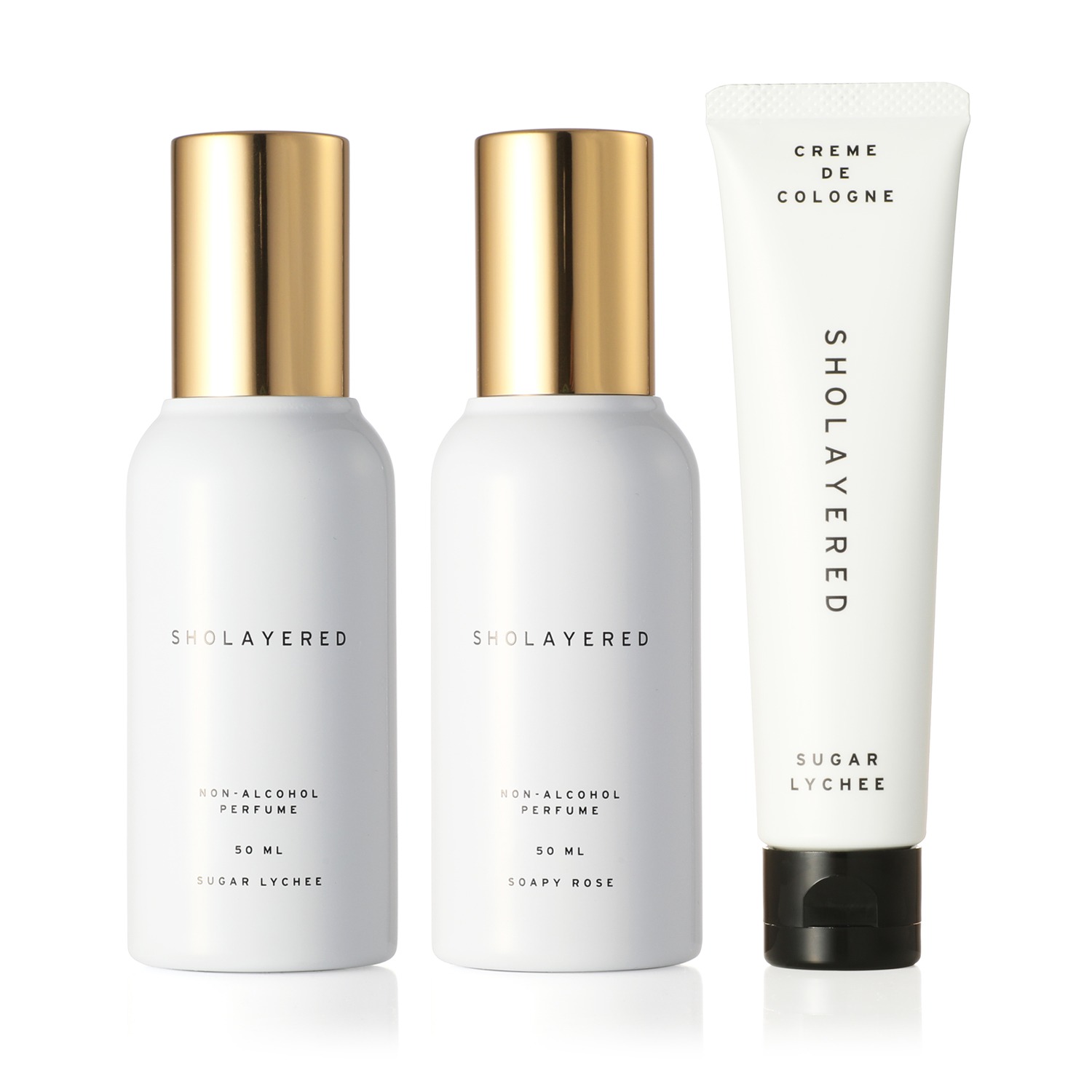 ショーレイヤード ノンアルコール香水 “シュガーライチ” “ソーピーローズ”＆柔らかに香り立つクリーム クレムドゥコロン “シュガーライチ” 特別セット