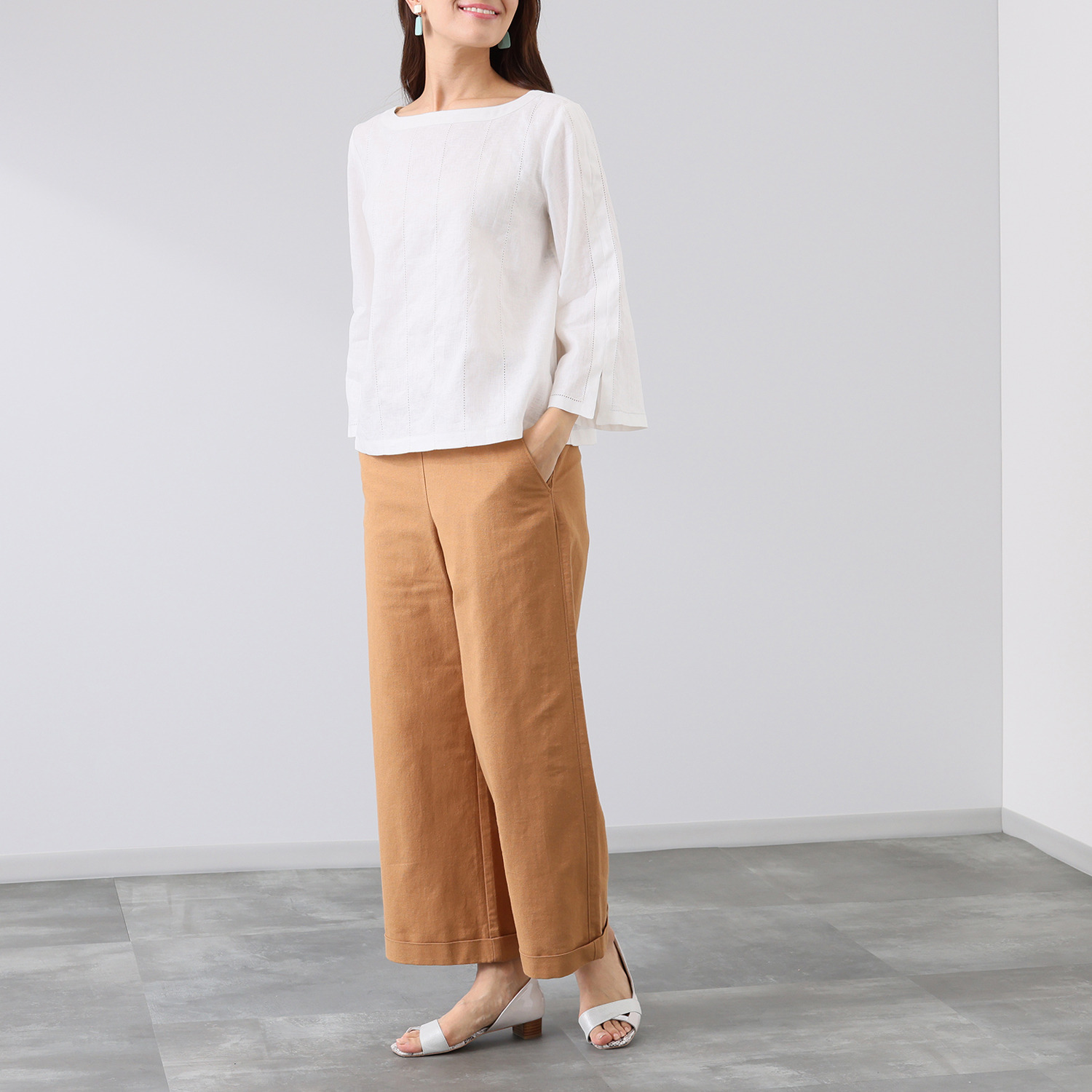 モカサン　ジュンコシマダ ウエスト＆着丈調整可能！ ストレートワイドパンツ