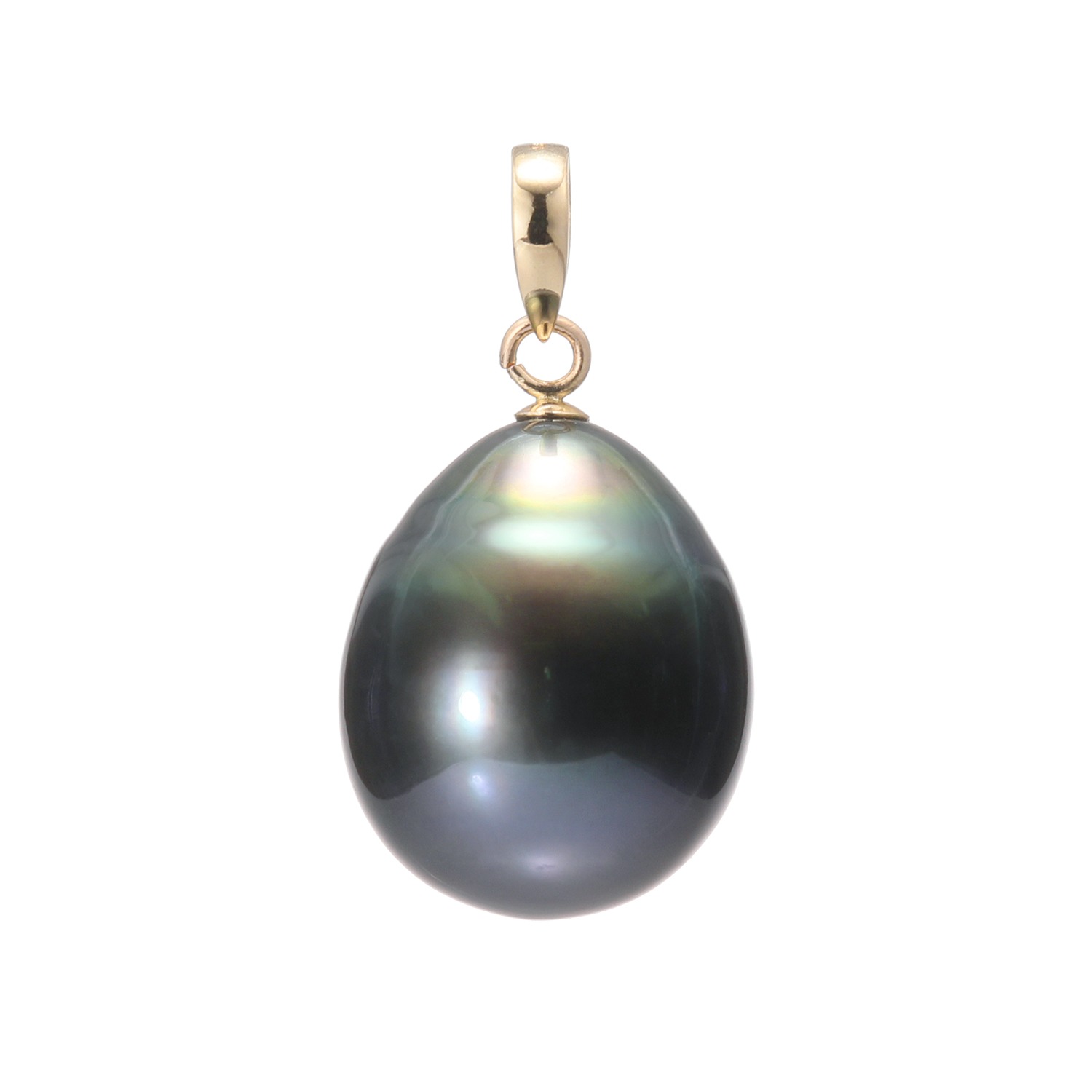 ジュペレ　ジョーヌ １０Ｋ ピーコックカラー 黒蝶パール 一粒ペンダントトップ