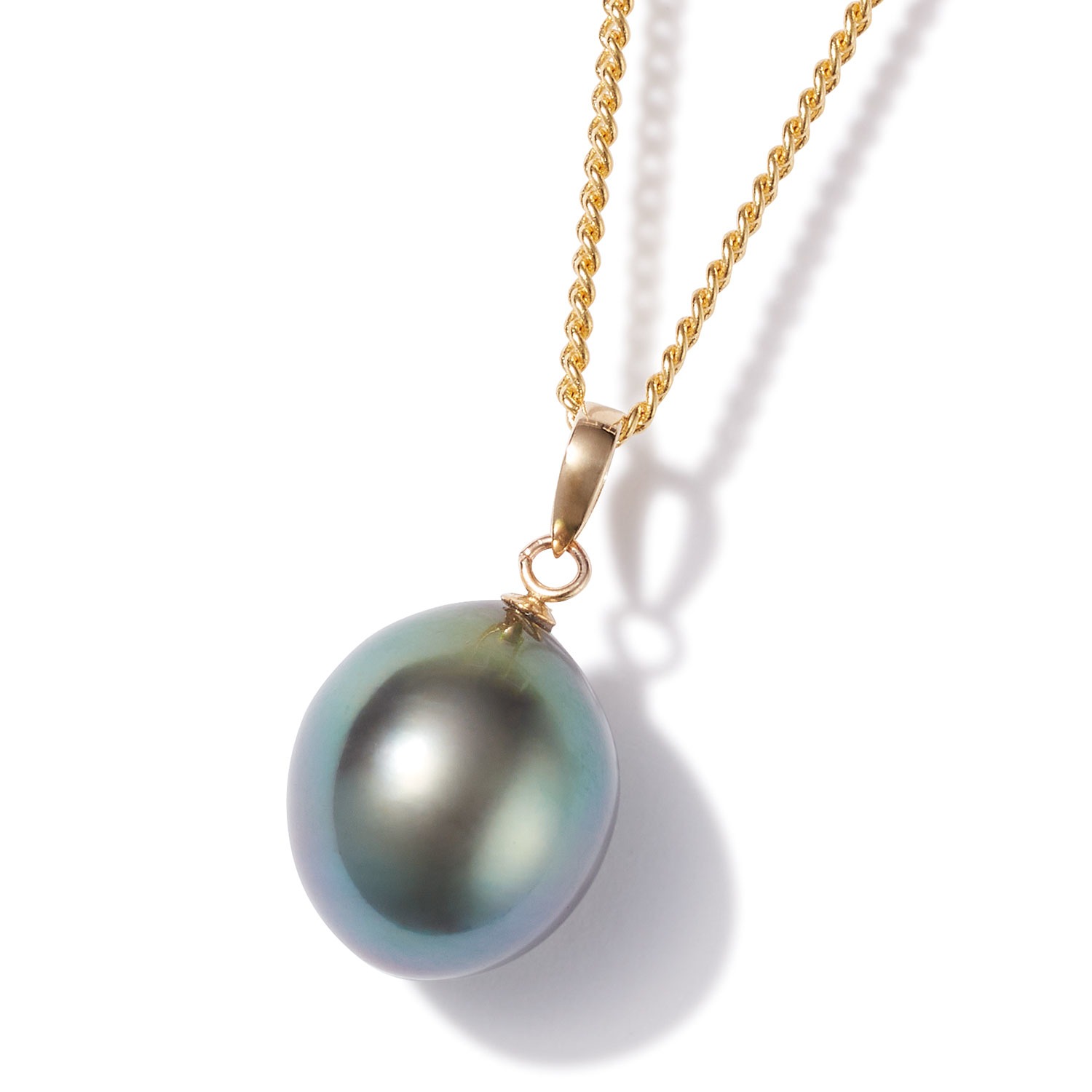 ジュペレ　ジョーヌ １０Ｋ ピーコックカラー 黒蝶パール 一粒ペンダントトップ