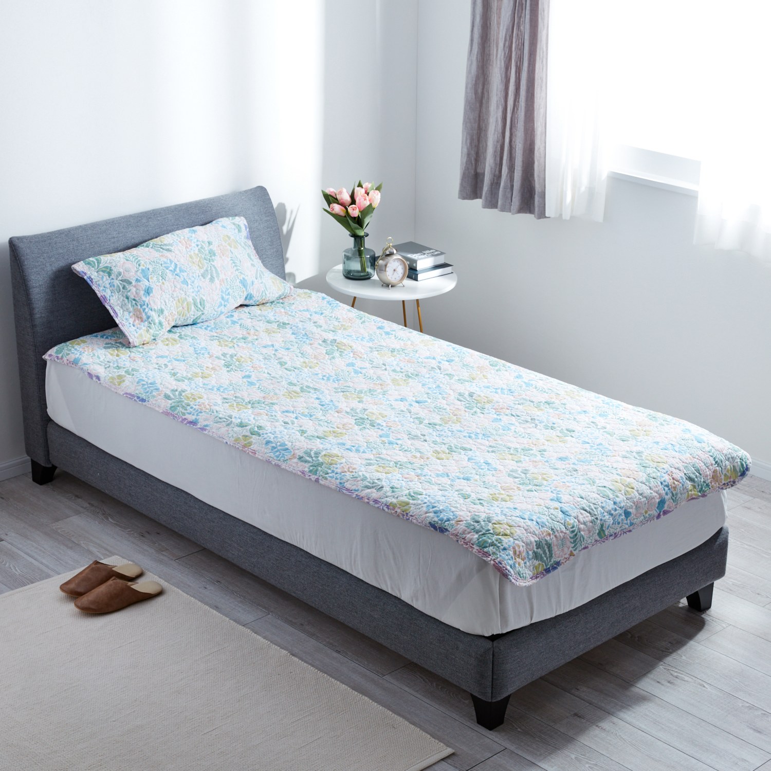 ＜ダブル＞西川 オールコットン 抗菌　リバーシブル やわらか水洗い敷きパッド 