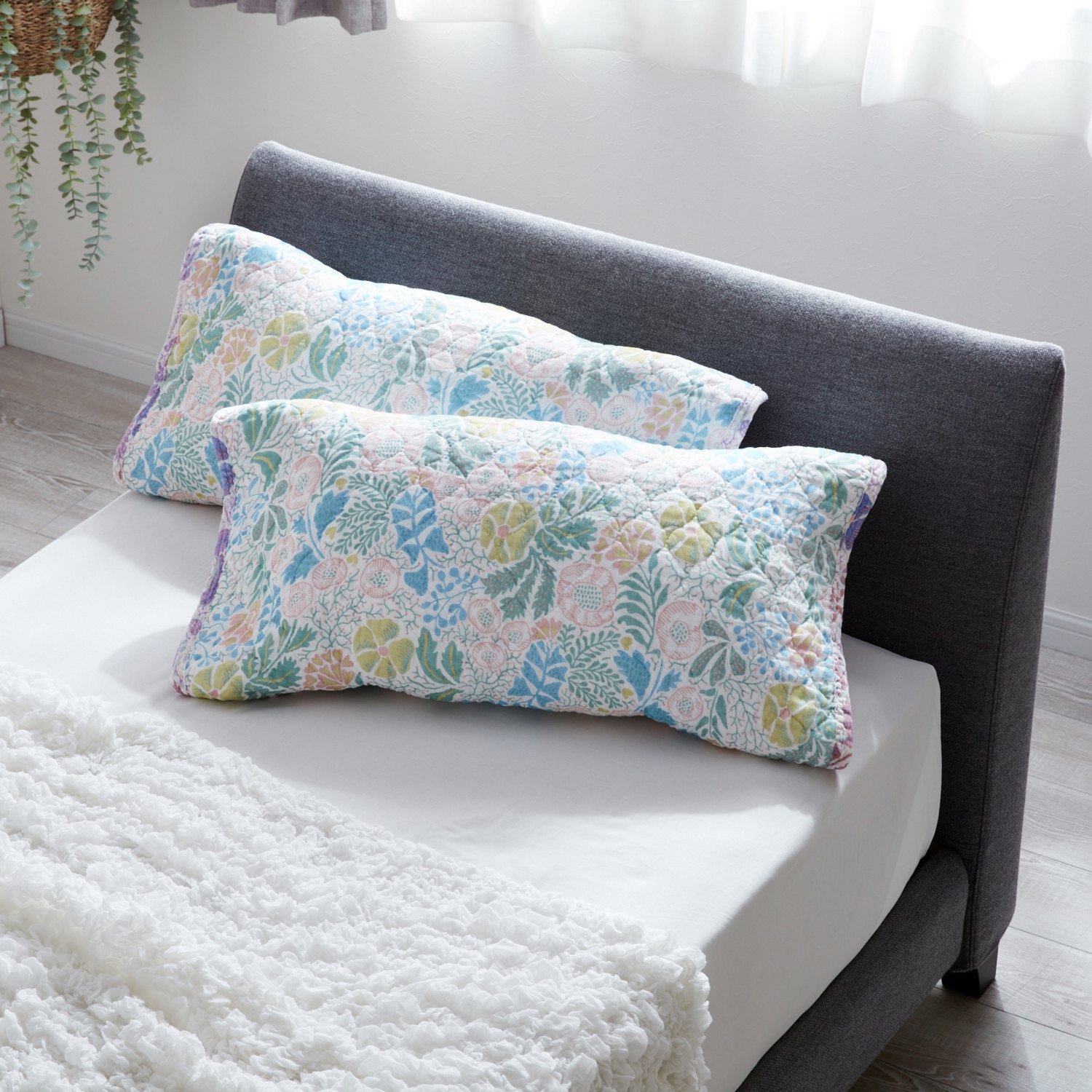 西川 オールコットン 抗菌　リバーシブル やわらか水洗い ピローパッド同柄２枚組