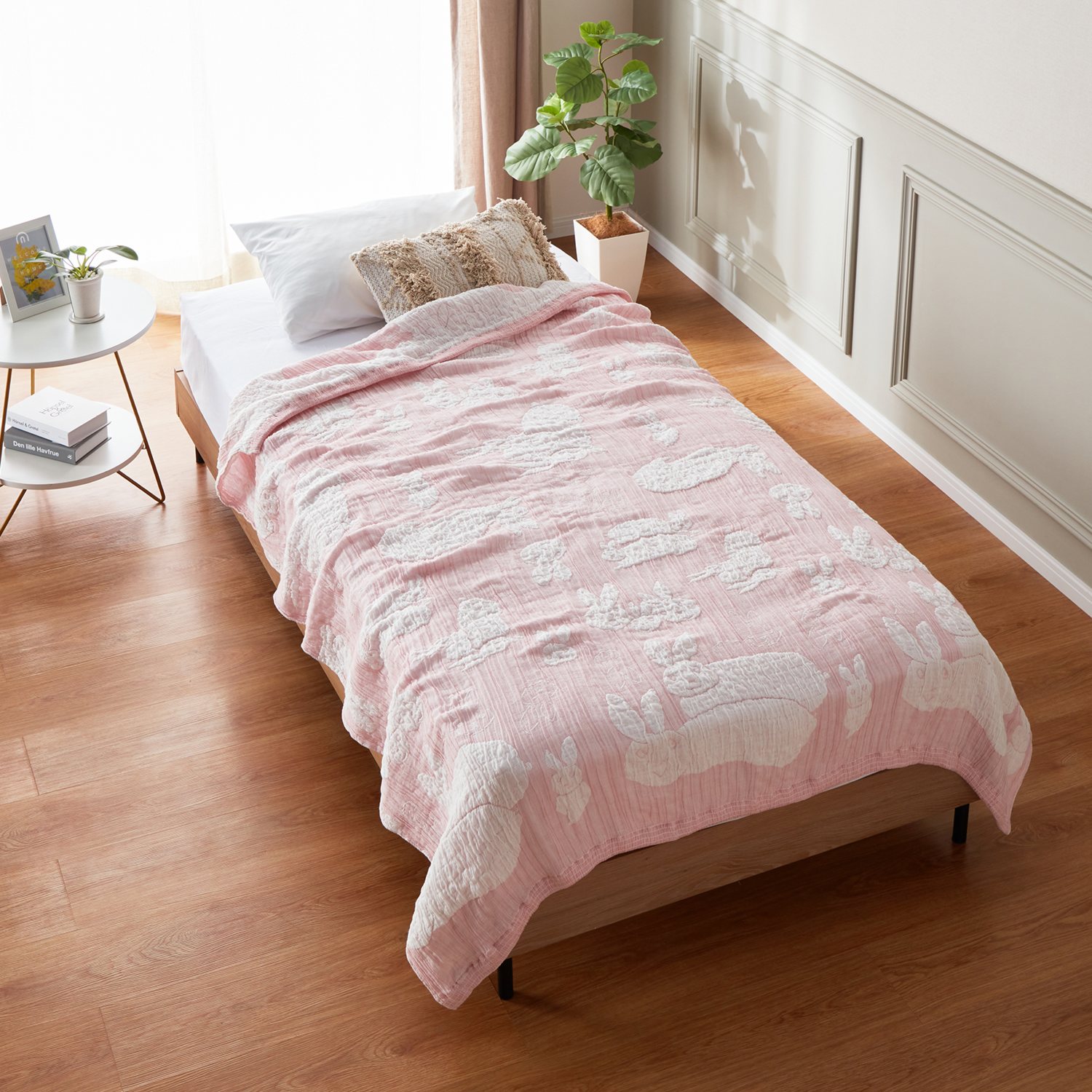 ＜シングル＞ワンダフルワールド ｂｙ　アキコオブチ 浮かし織り 日本製ガーゼケット 