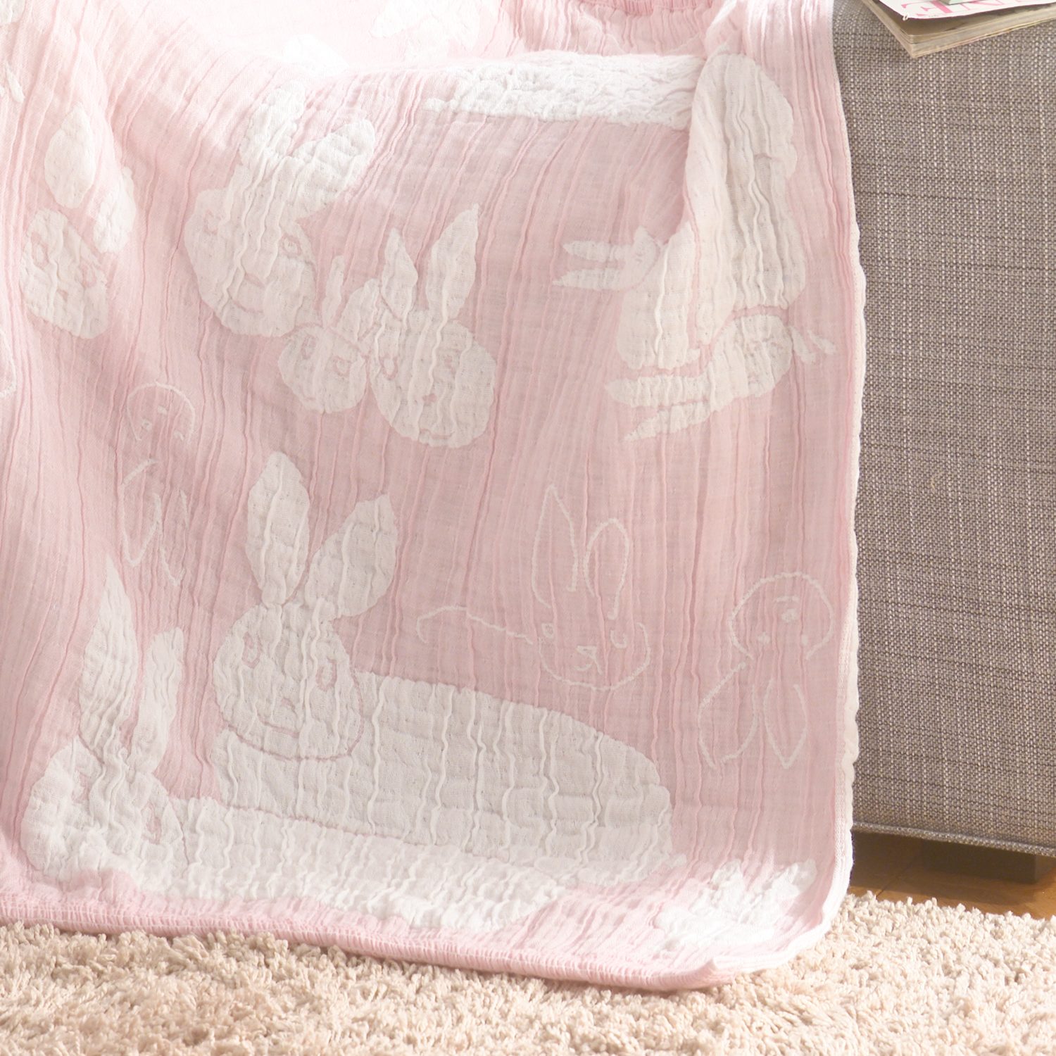 ワンダフルワールド ｂｙ　アキコオブチ 浮かし織り 日本製ガーゼハーフケット