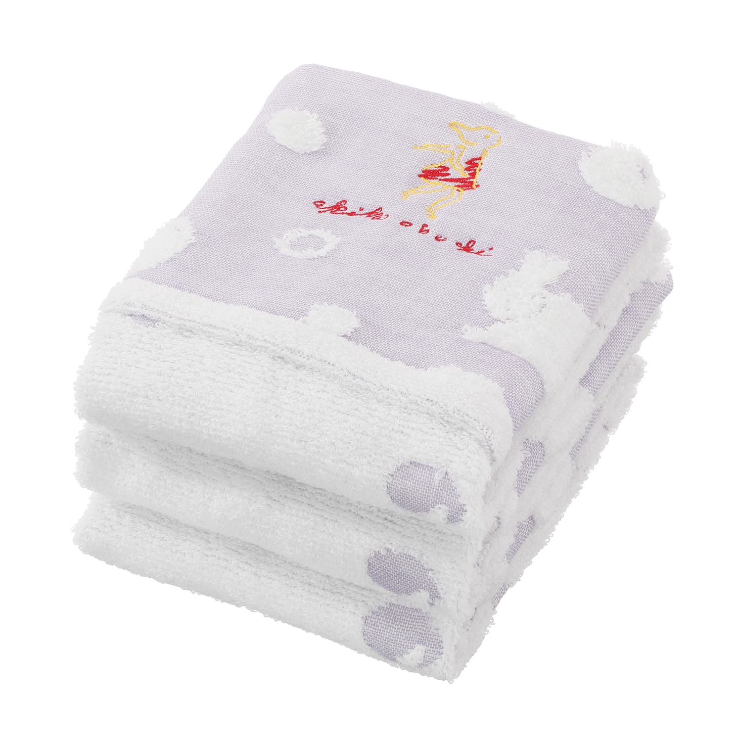 ワンダフルワールド ｂｙ　アキコオブチ ガーゼとパイルの やさしい肌ごこち フェイスタオル 同色３枚組