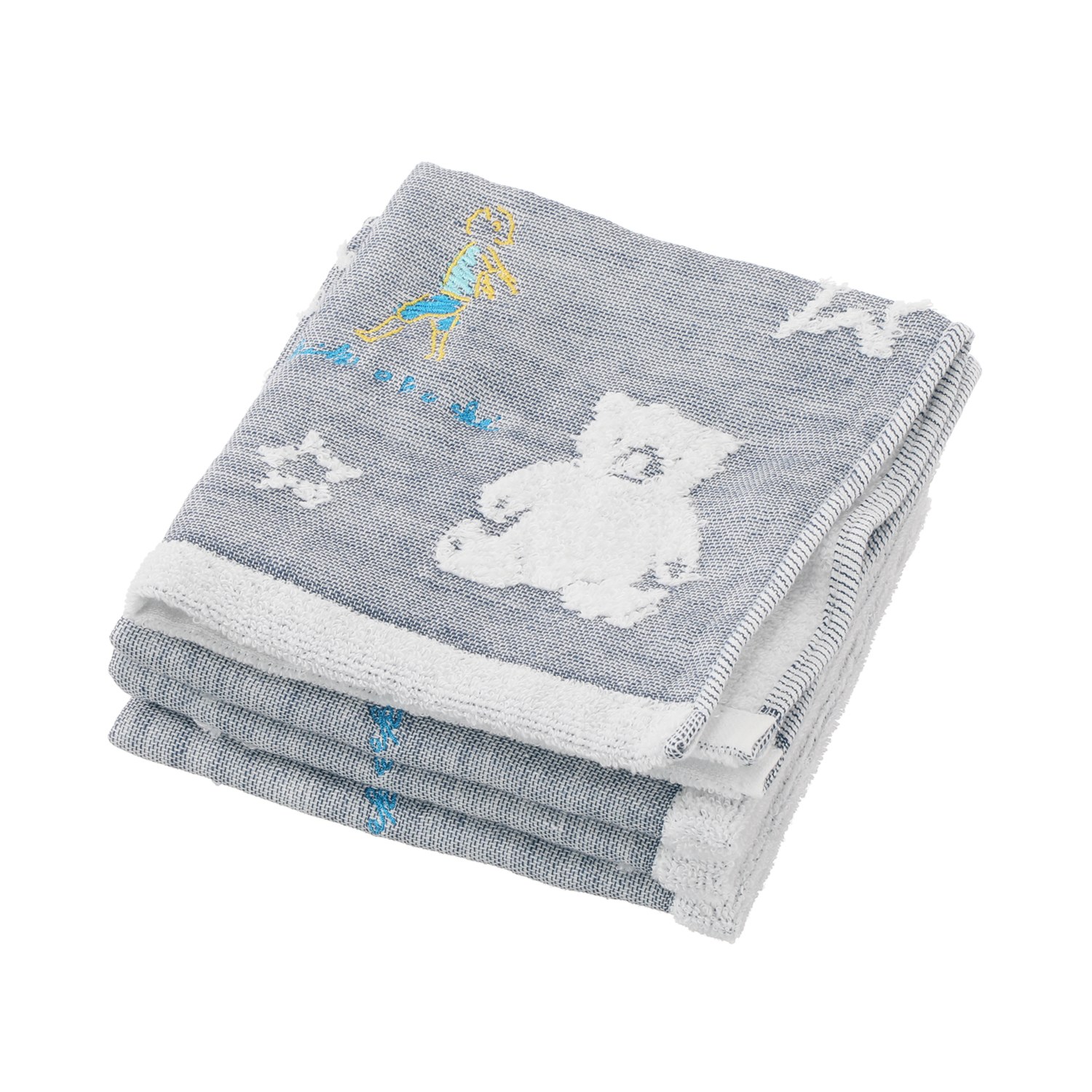 ワンダフルワールド ｂｙ　アキコオブチ ガーゼとパイルの やさしい肌ごこち ウォッシュタオル 同色４枚組