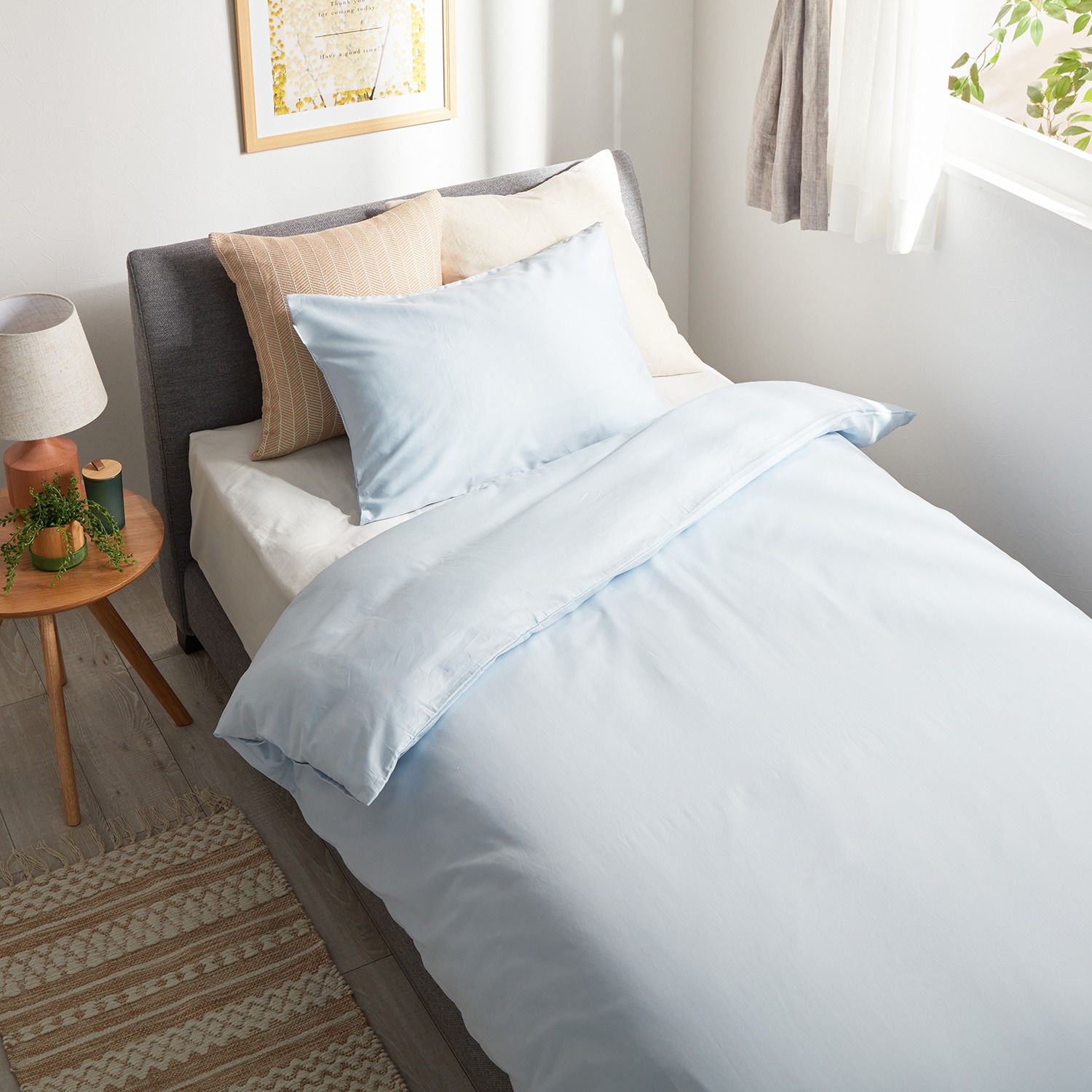 ＜ダブル＞西川 取り付けらくらく！ 両サイドファスナー コットン１００％ 日本製掛けふとんカバー 