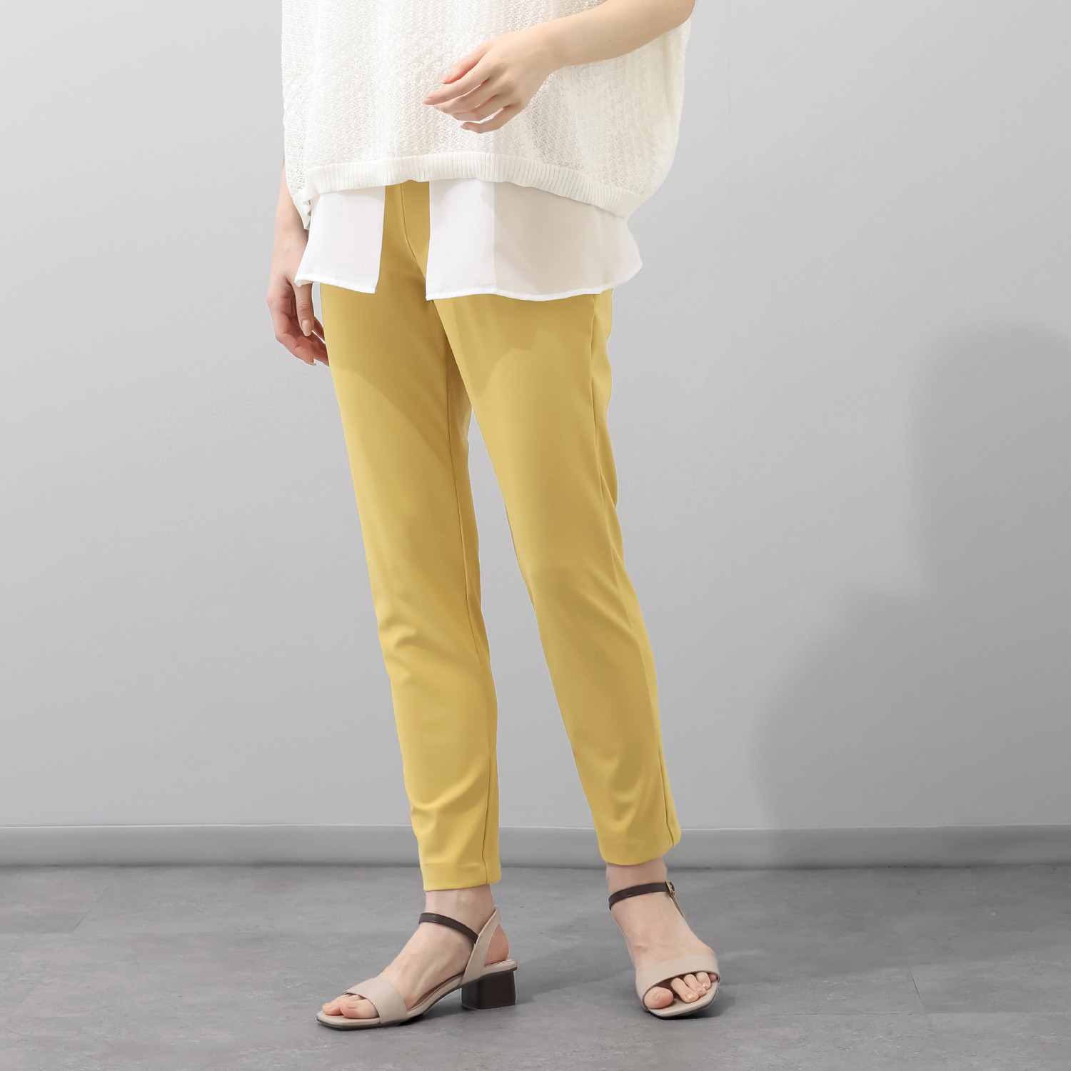 ピーツー コーヒー・ワインなどの 汚れにも強い 耐久はっ水・接触冷感 ゆるやかスリムパンツ 