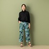 ピーツー 強撚スムース 転写プリント ゆったりストレートパンツ