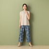 ピーツー 強撚スムース 転写プリント ゆったりストレートパンツ