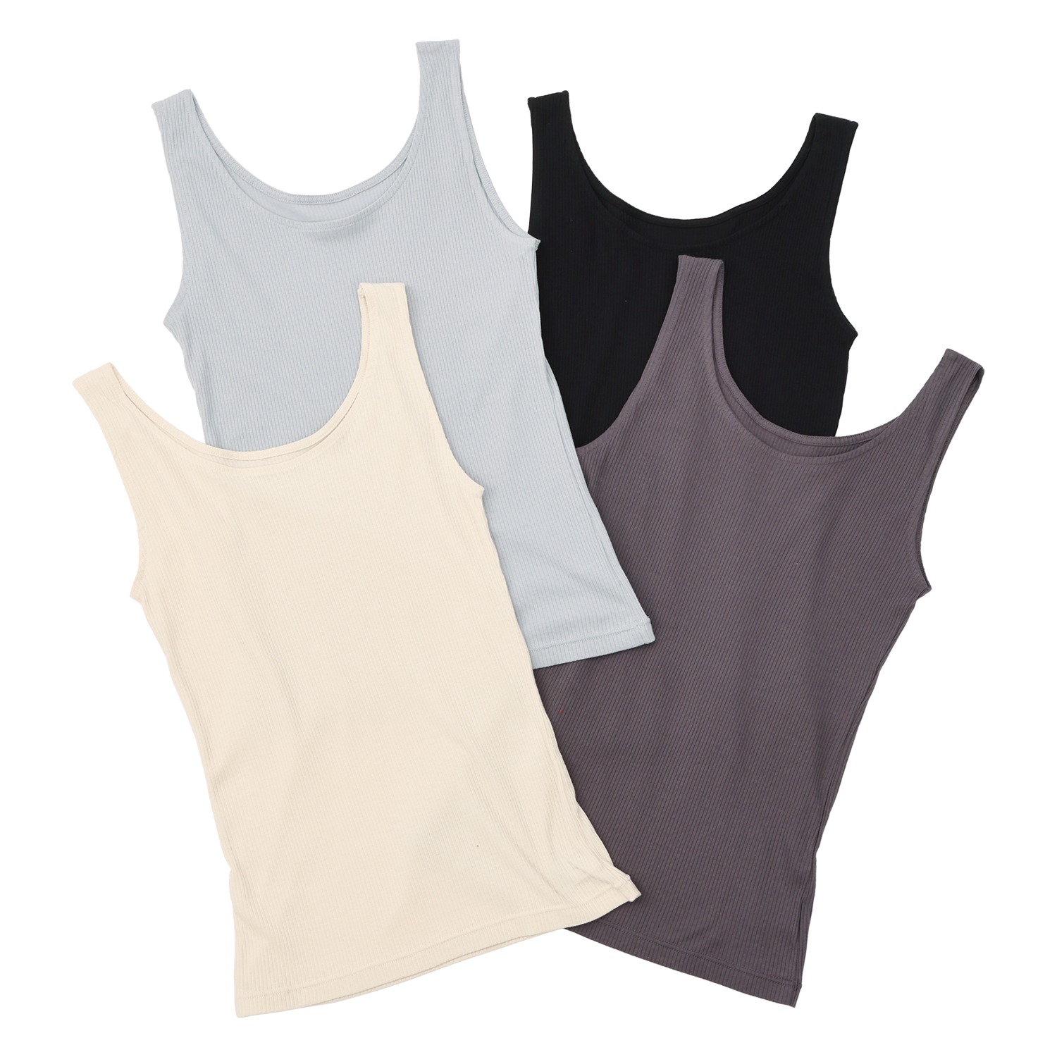ジュエル 抗菌防臭 オーガニック コットン１００％ リブタンクトップ ４枚セット