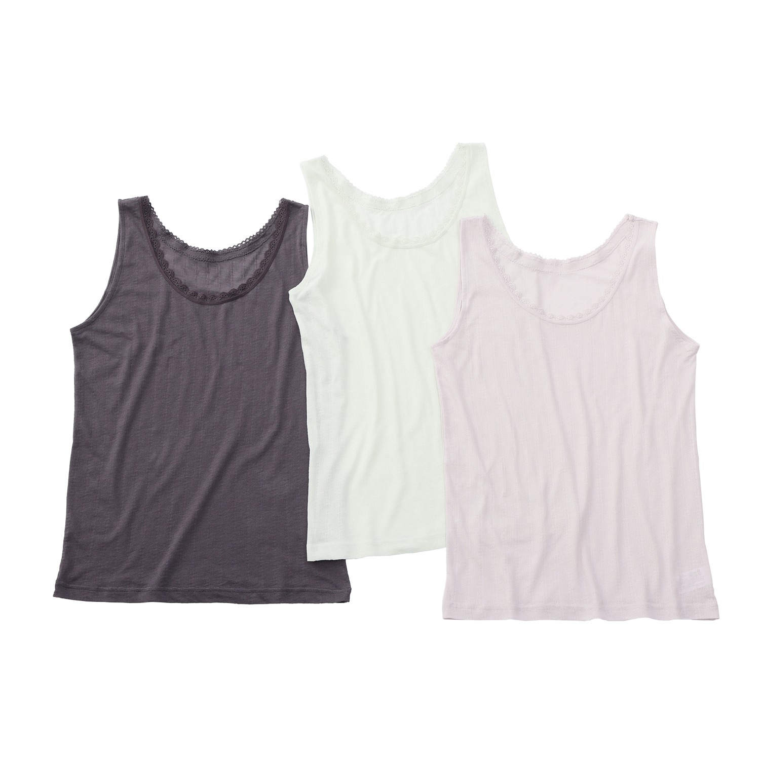 ジュエル 抗菌防臭 コットン１００％ エアリーメッシュ タンクトップ３枚セット