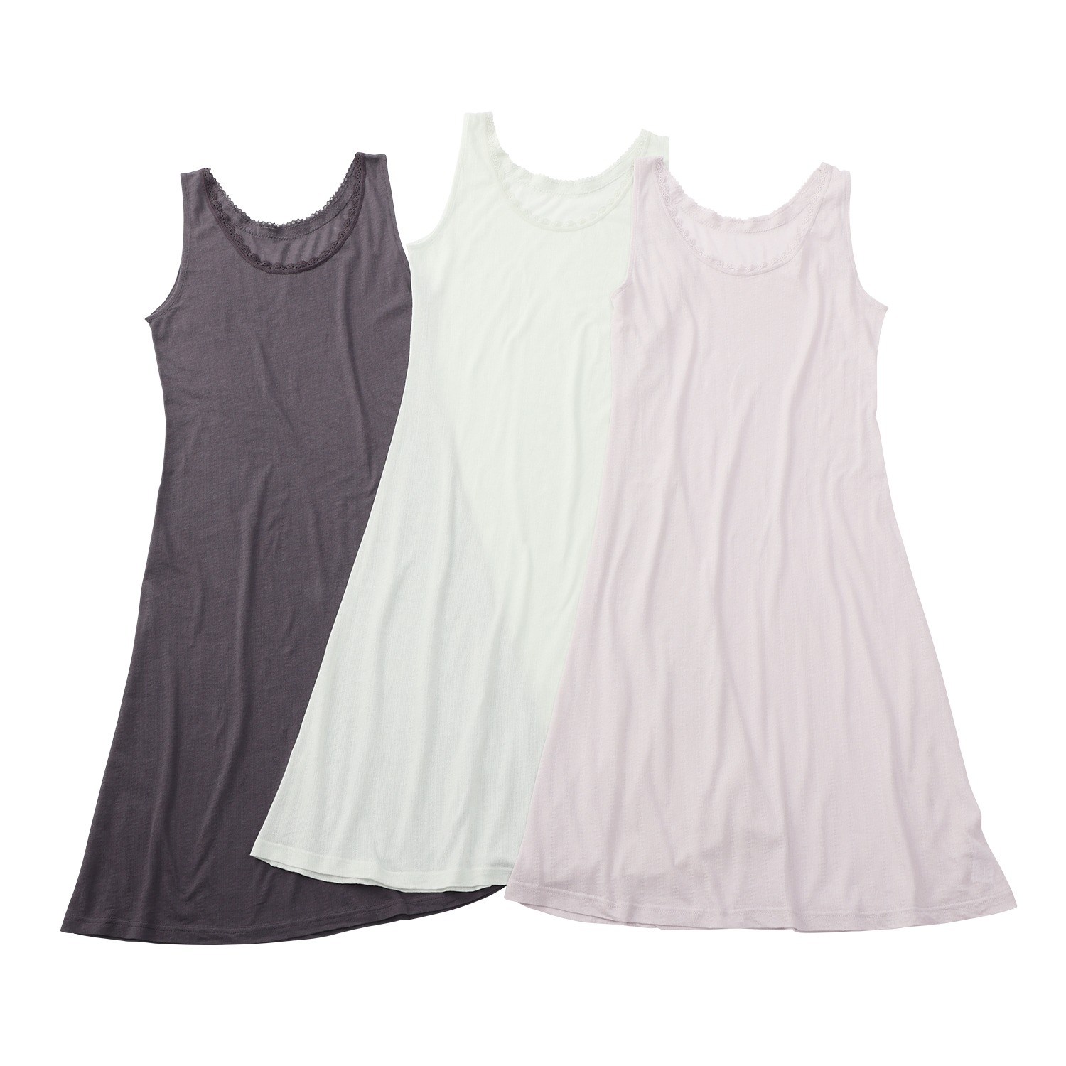 ジュエル 抗菌防臭 コットン１００％ エアリーメッシュ ロングスリップ３枚セット