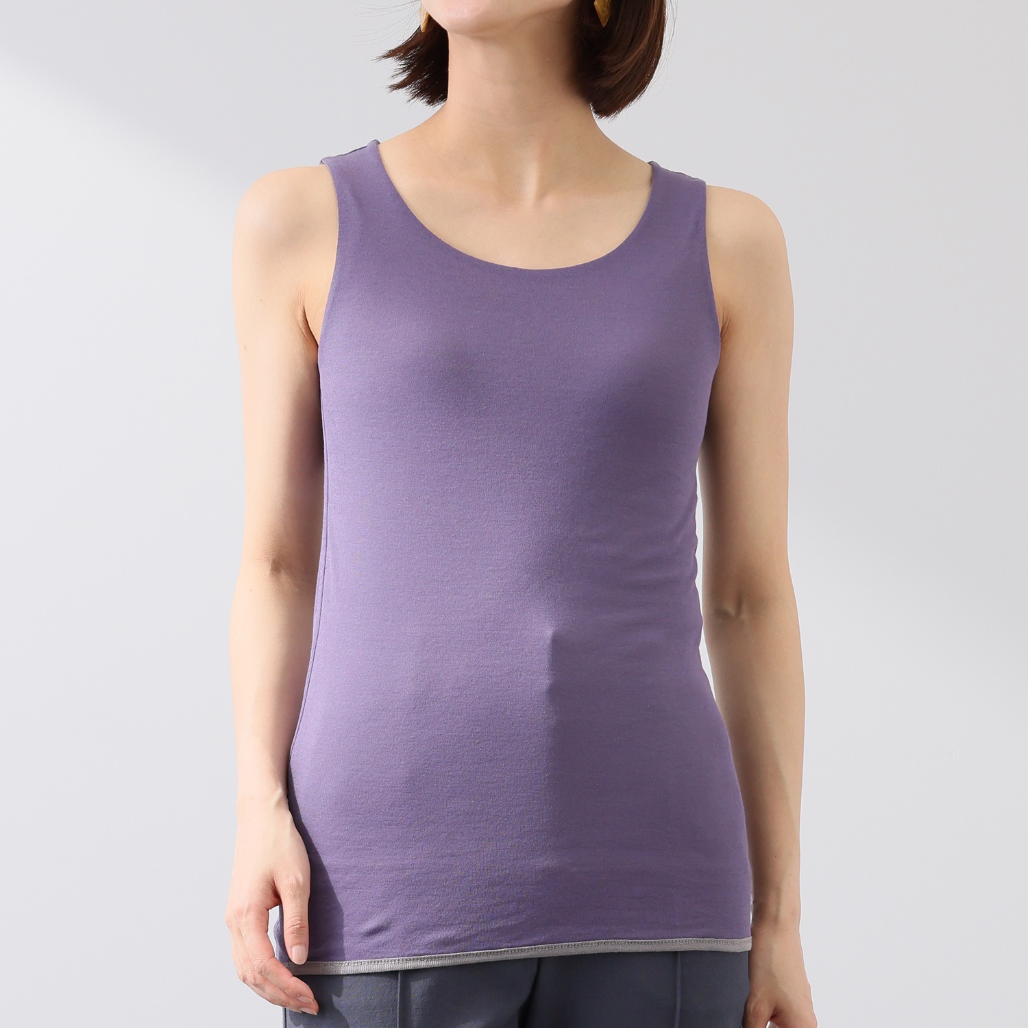 天使の綿シフォン スリムシルエット ラウンドネック リバーシブルプルオーバー