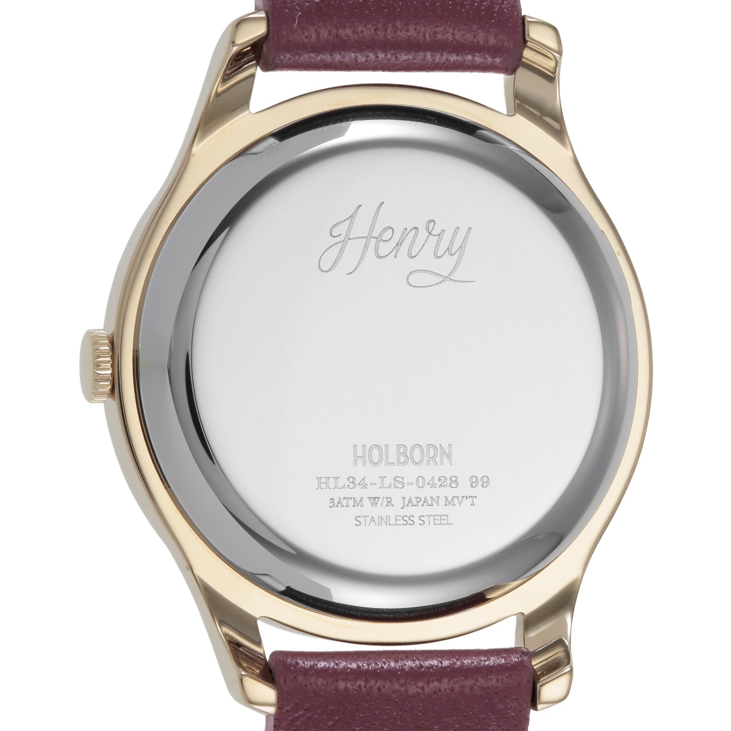 ヘンリーロンドン ホルボーン ダブルドームレンズ ラウンドフェイス レザーベルトウォッチ