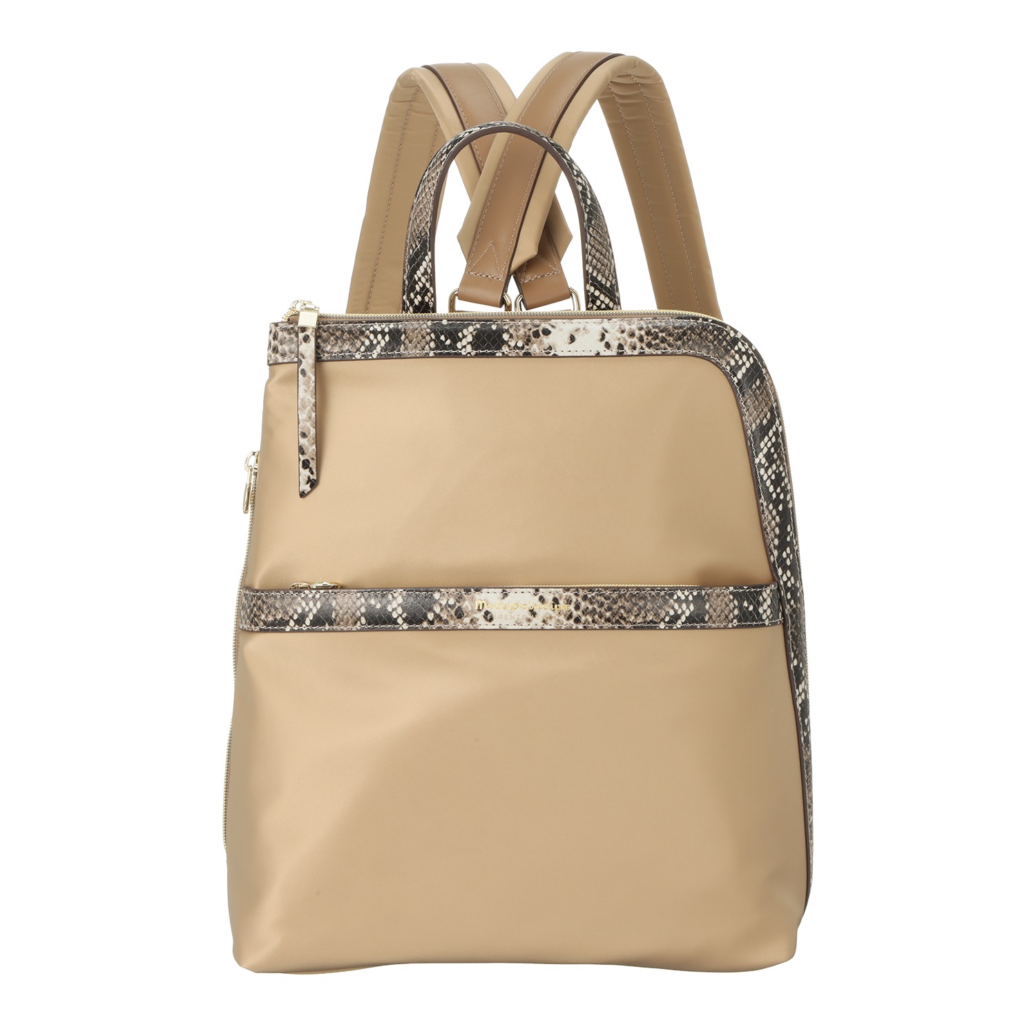 モーダプリンチペ はっ水 ナイロン＆レザーコンビ Ｌ字ファスナー スリムリュック