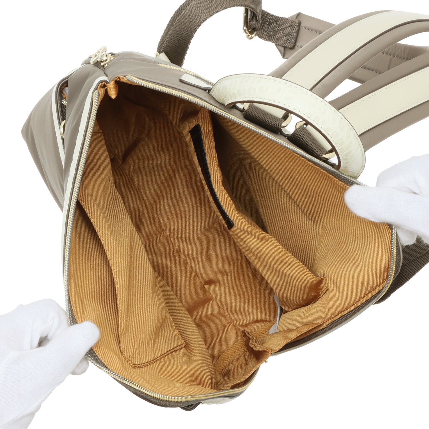 モーダプリンチペ はっ水 ナイロン＆レザーコンビ Ｌ字ファスナー スリムリュック