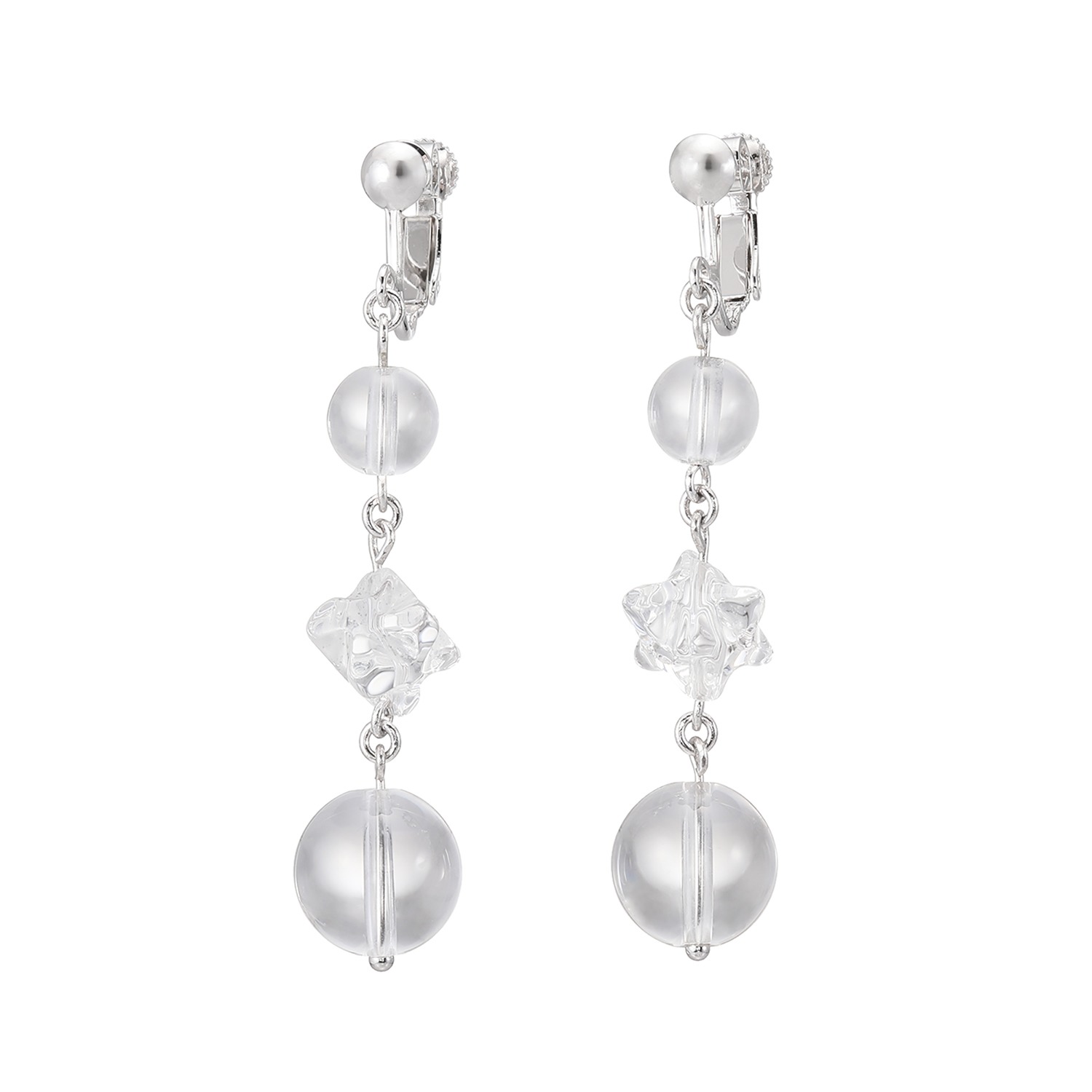 クリスタルバイアビステ ロッククリスタルクォーツ スターアクセント デザイン ピアス／イヤリング