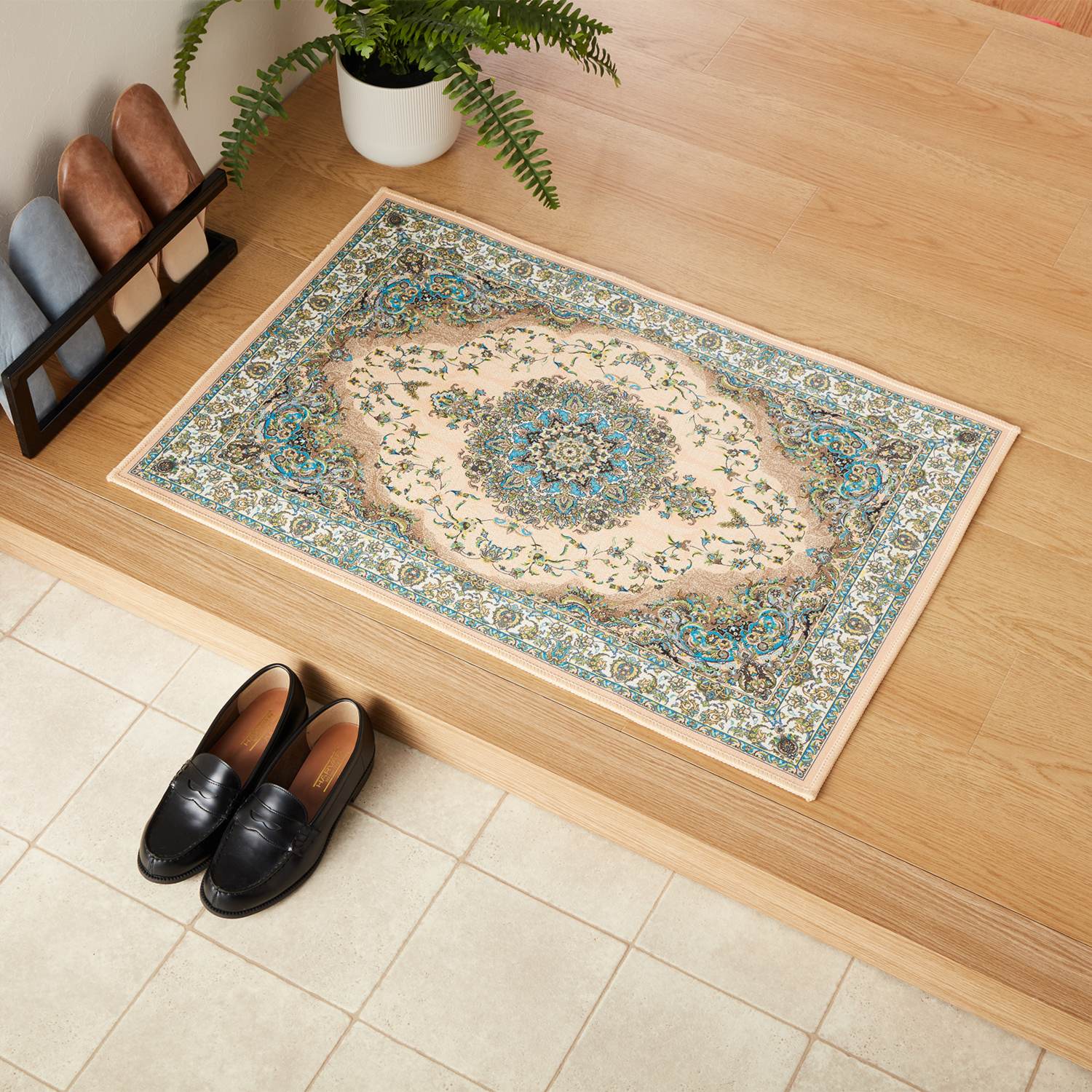 さらっと麻風 たためる ジャガード織 メダリオンマット