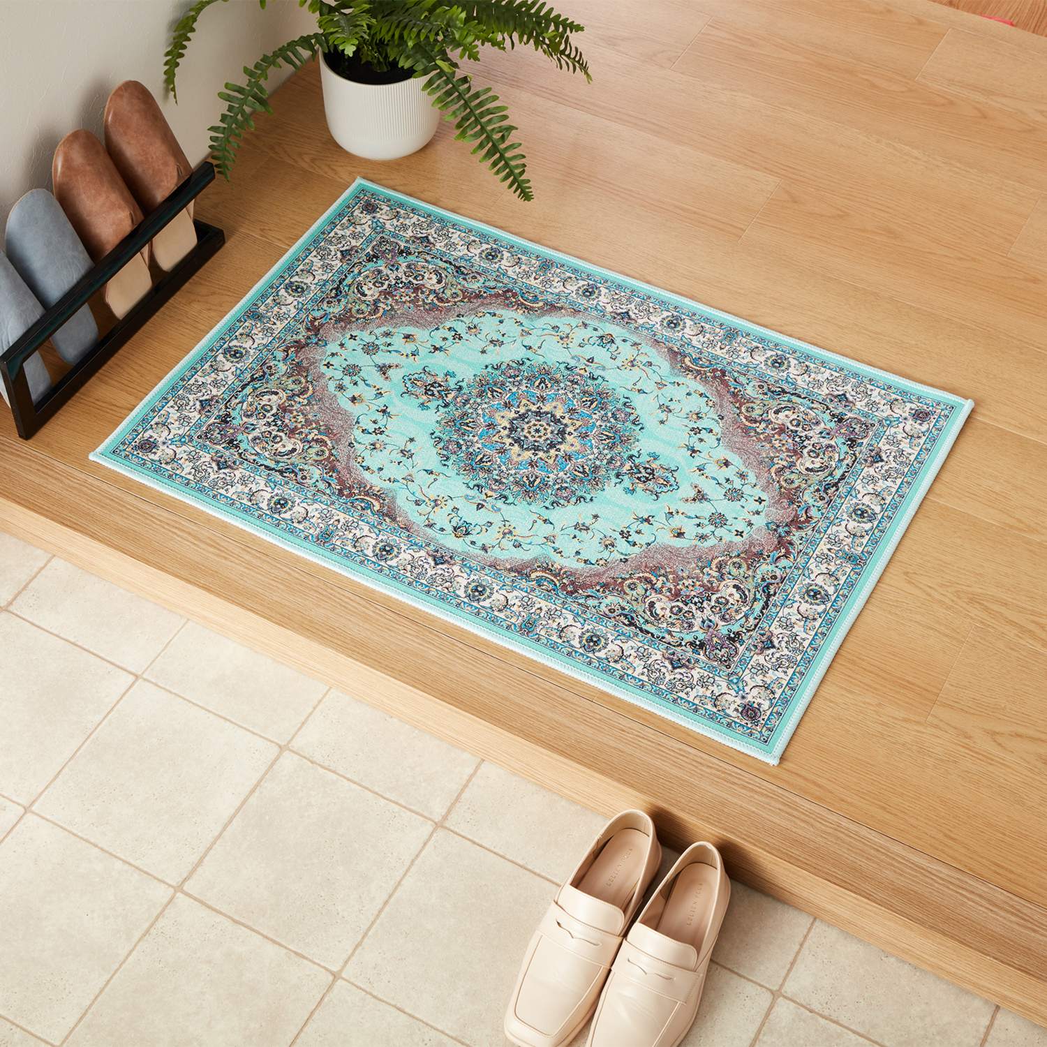 さらっと麻風 たためる ジャガード織 メダリオンマット