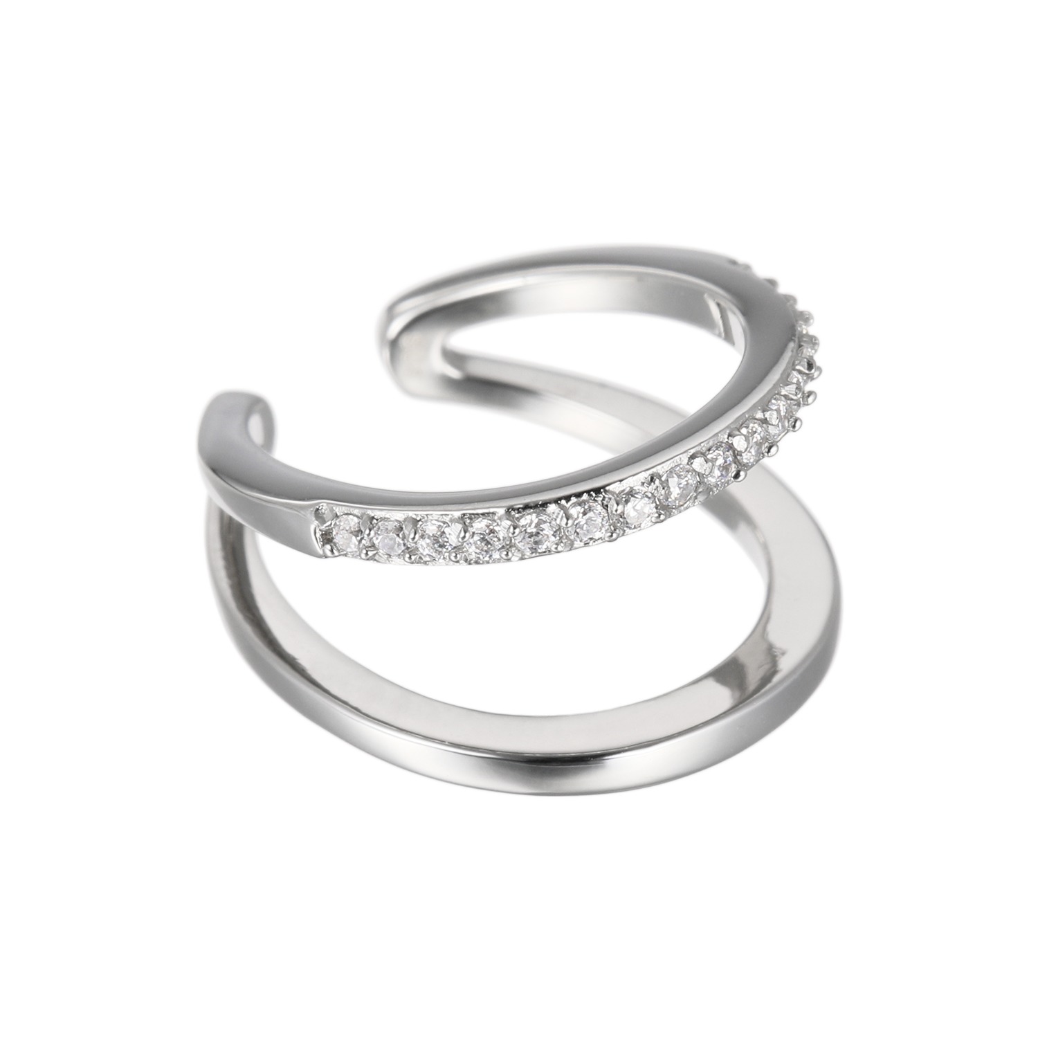 ラフィナリスタ サージカルステンレス ＣＺ ２連デザイン イヤーカフ ＜片側のみ＞