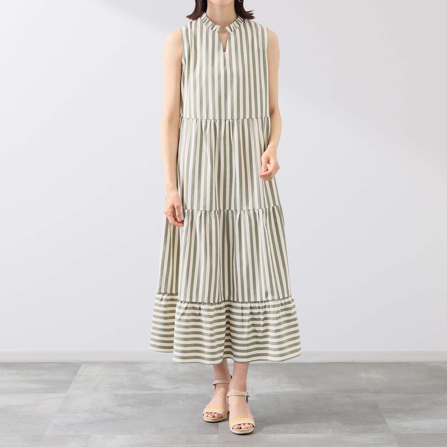 ブルーコレクション ストライプ ティアードワンピース ファッション ワンピース／ドレス ノースリーブ ブルーコレクション|通販・テレビ ...