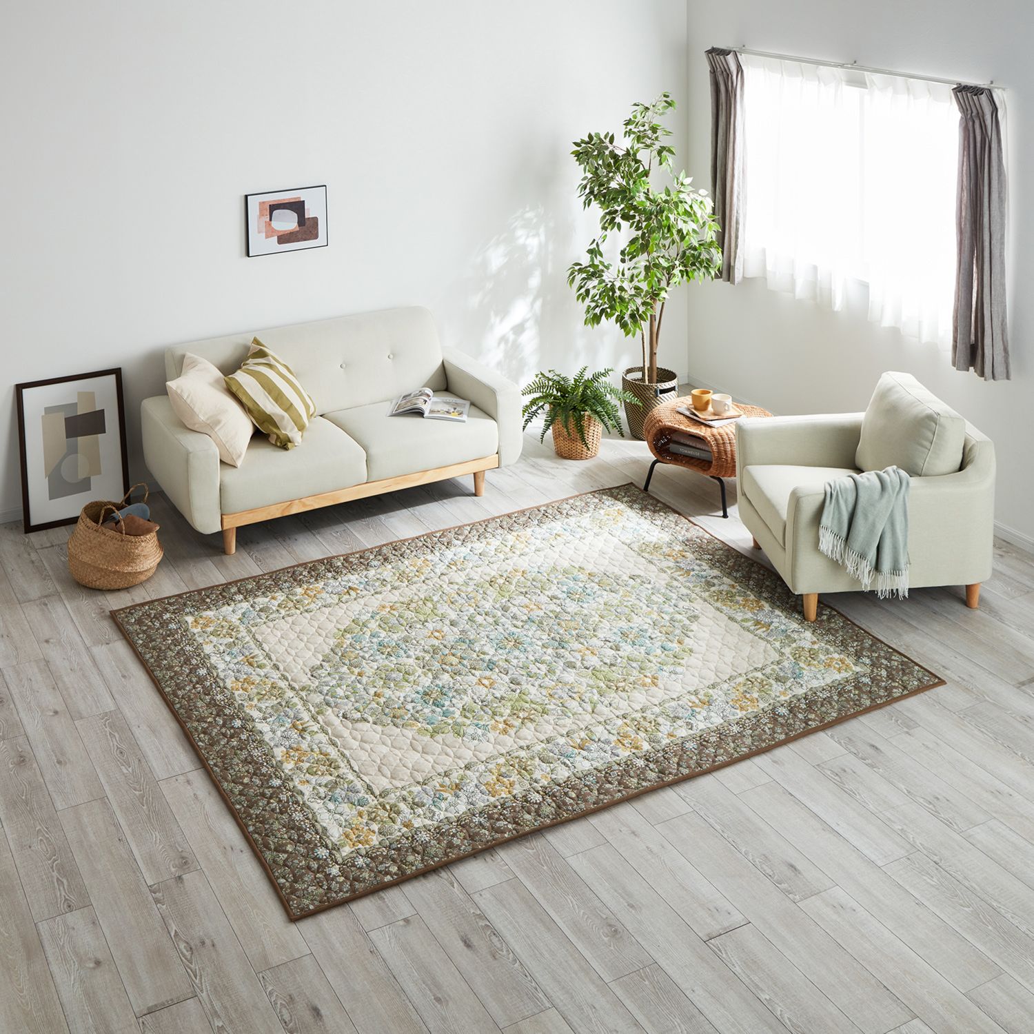 ＜１９０×２４０ｃｍ＞大津毛織 フレンチリネンと コットンの爽快夏のラグ 