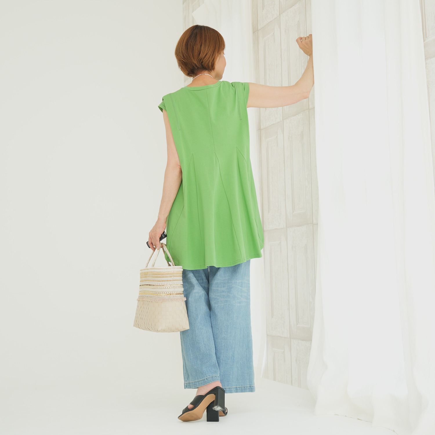 エムズ　スタイル コットン天竺 立体フレンチスリーブ チュニック