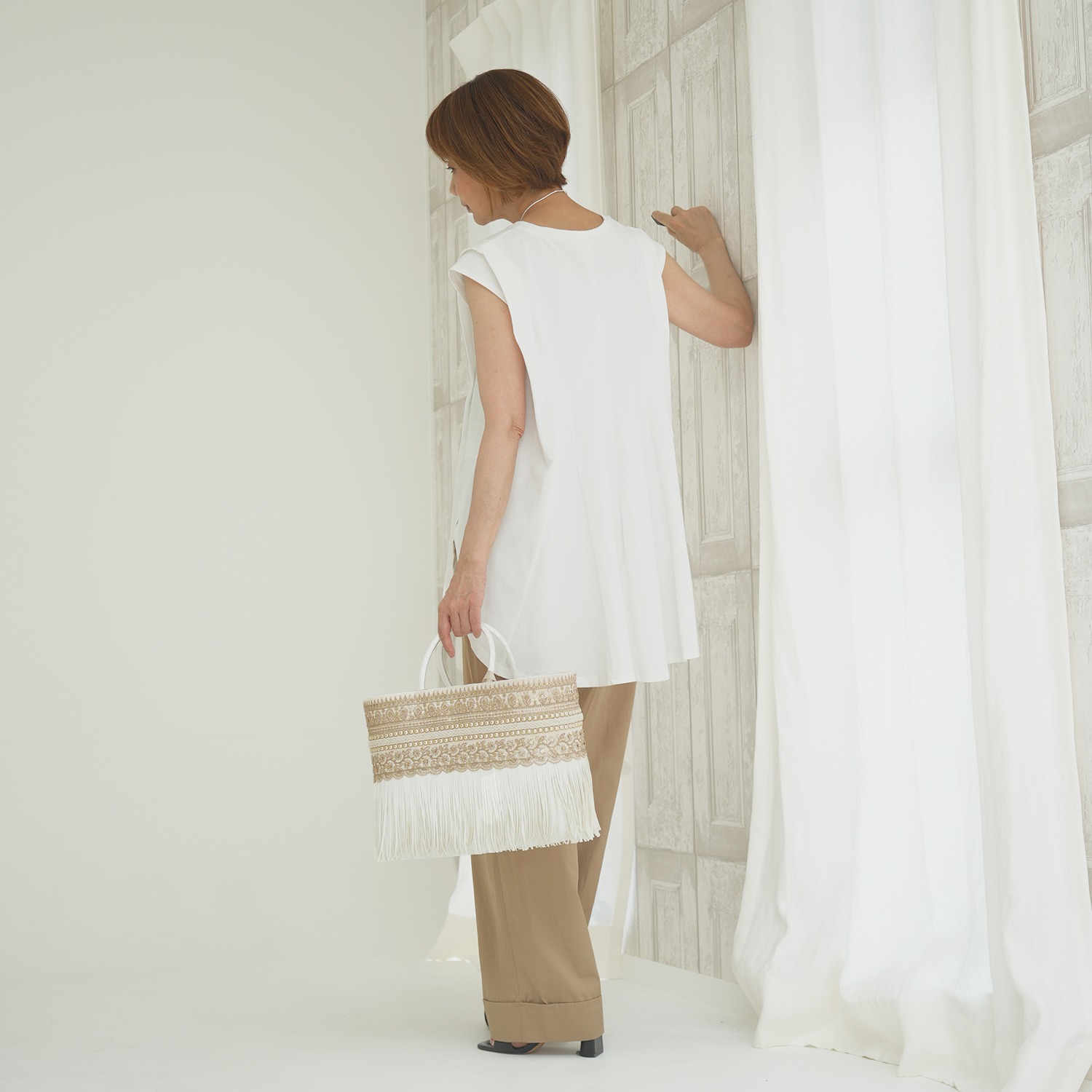 エムズ　スタイル コットン天竺 立体フレンチスリーブ チュニック