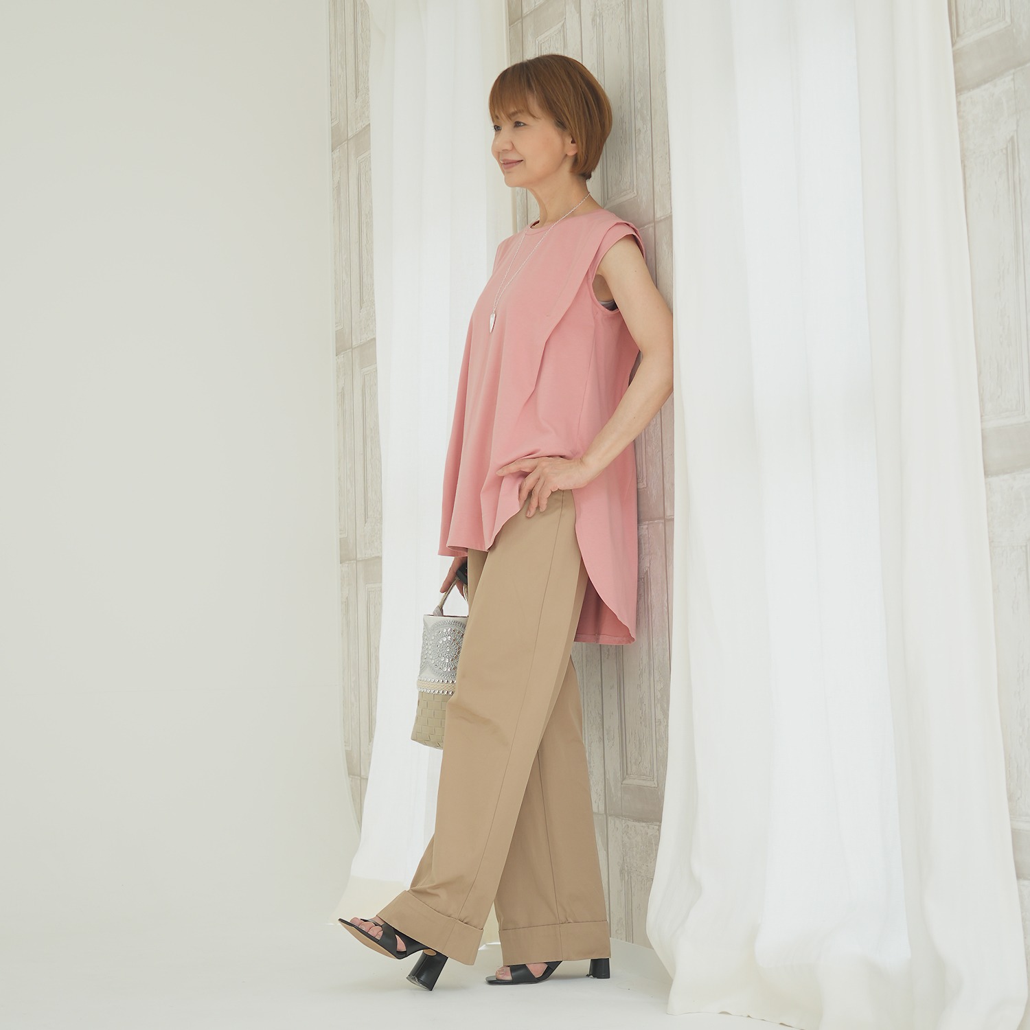 エムズ　スタイル コットン天竺 立体フレンチスリーブ チュニック