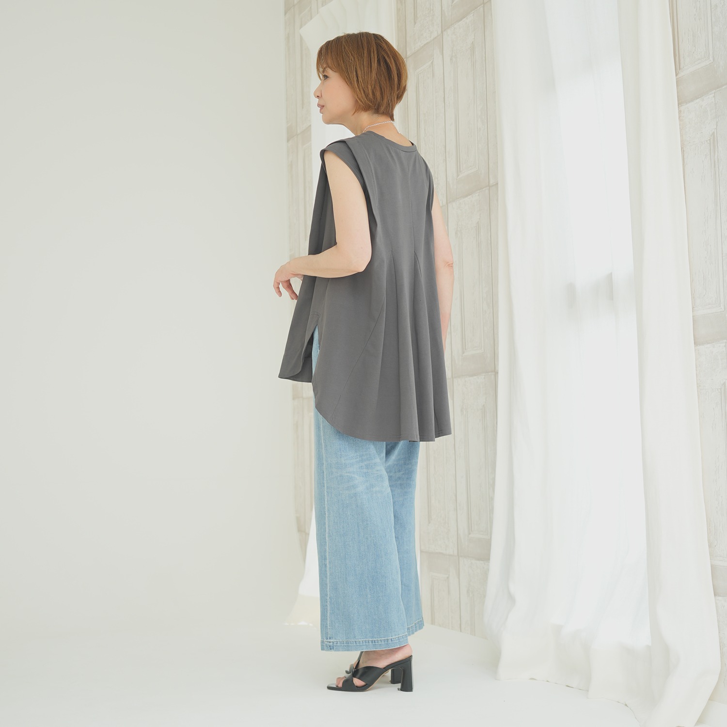 エムズ　スタイル コットン天竺 立体フレンチスリーブ チュニック