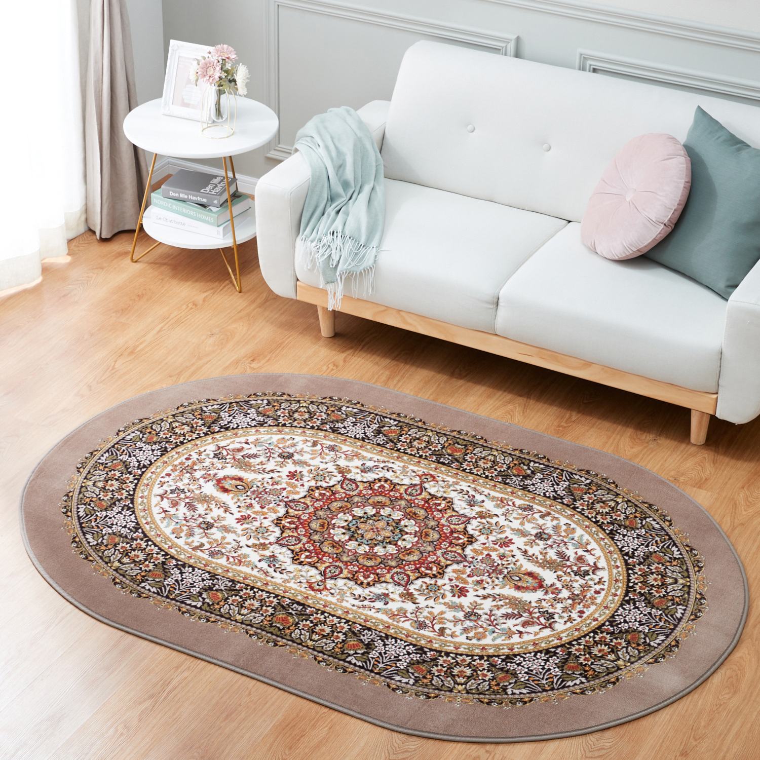 大津毛織 洗える、軽量、あたたかい 吸湿発熱ホットテックス カーペット ＜楕円長方形＞