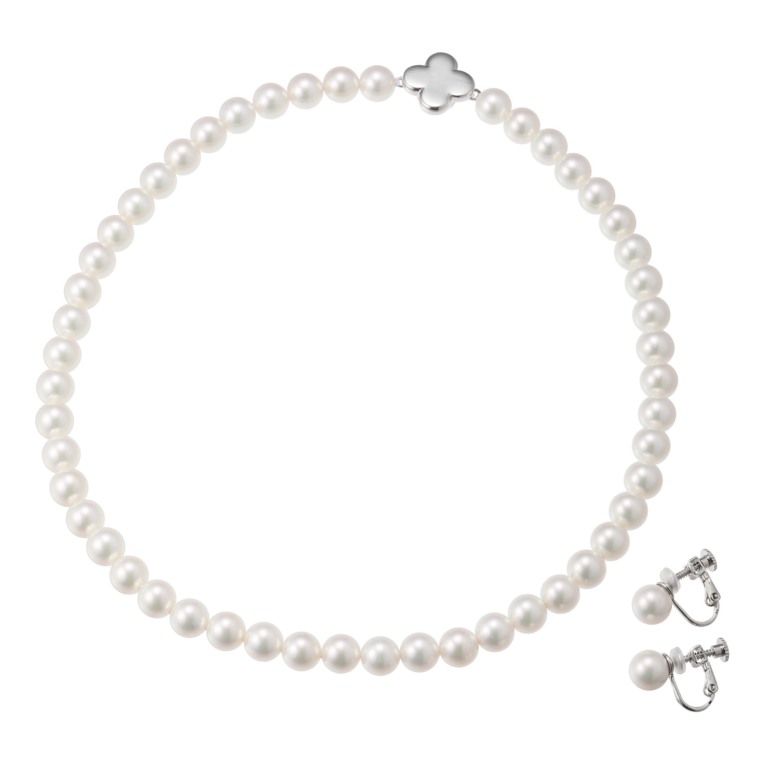 プレミアムパール 泉州の職人技 貝パールネックレス＆ イヤリング／ピアスセット