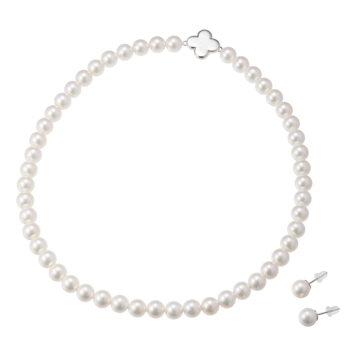 プレミアムパール 泉州の職人技 貝パールネックレス＆ イヤリング／ピアスセット