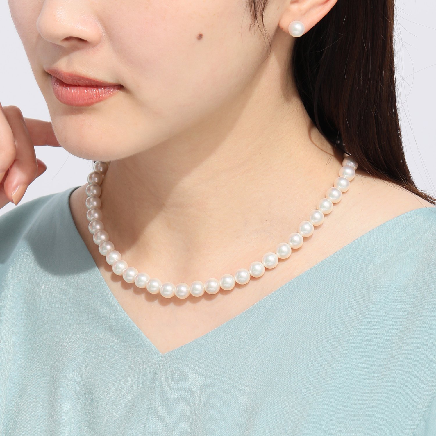 プレミアムパール 泉州の職人技 貝パールネックレス＆ イヤリング／ピアスセット