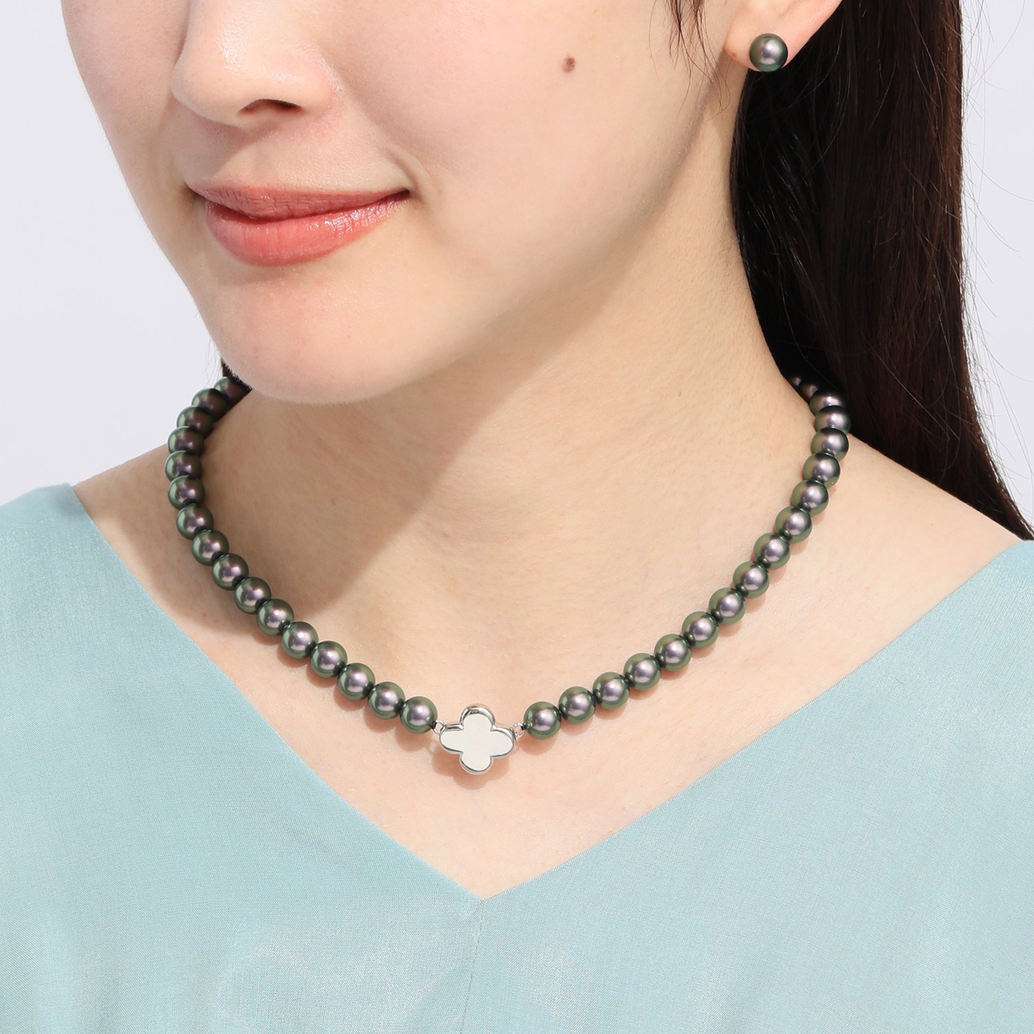 プレミアムパール 泉州の職人技 貝パールネックレス＆ イヤリング／ピアスセット